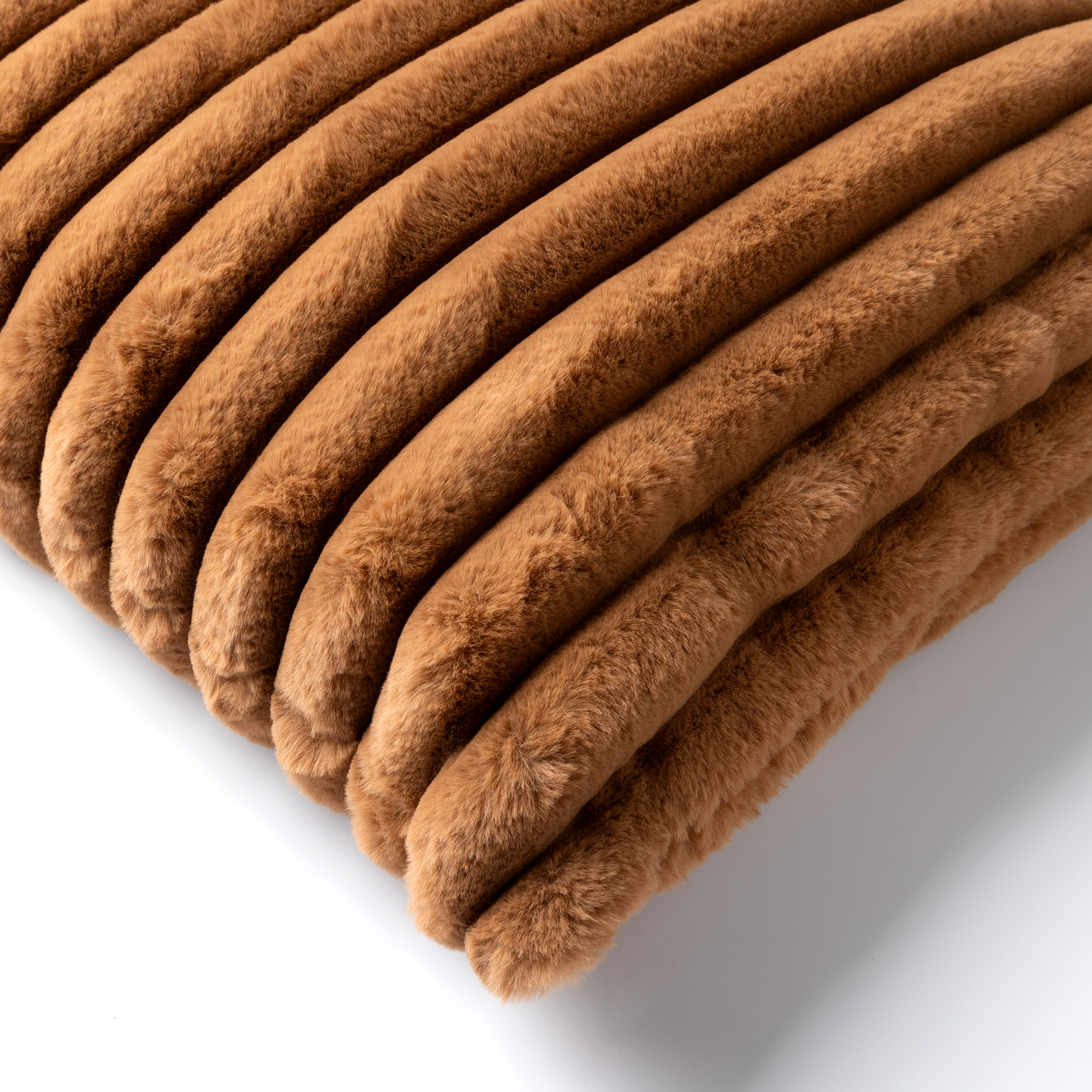 HAZEL - Kussenhoes 50x50 cm - effen kleur - strepen - heerlijk zacht - Tobacco Brown - bruin
