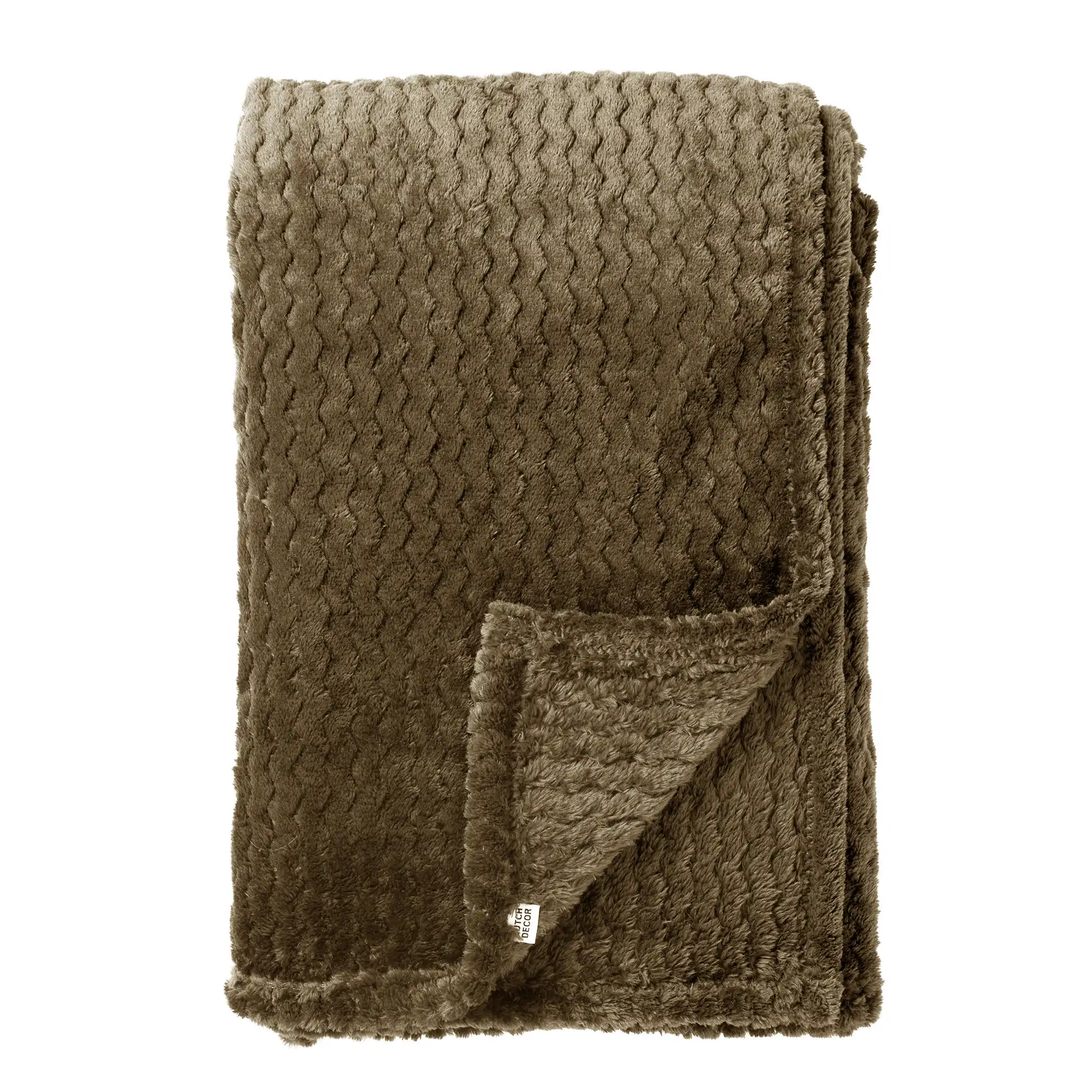 MARA - Plaid 150x200 cm - superzachte deken met zigzagpatroon - Military Olive - groen
