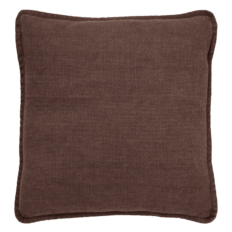 Sierkussen-45x45-cm-van-gewassen-katoen-in-effen-kleur-Chocolate-Martini-donkerbruin