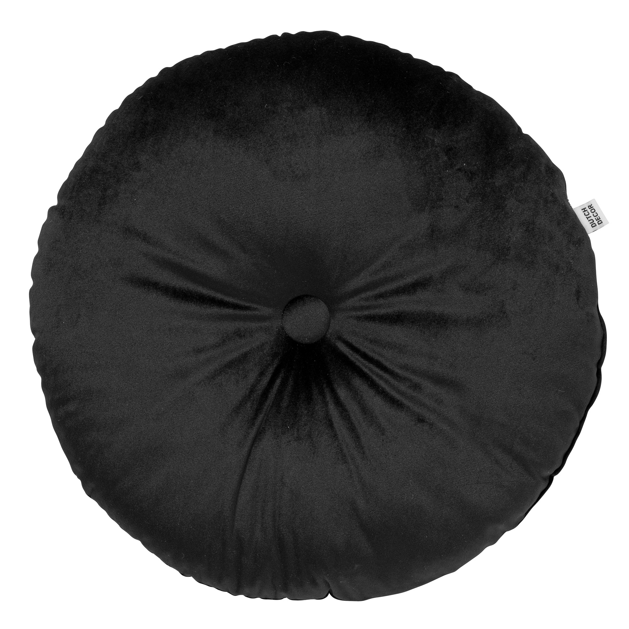 OLLY - Sierkussen rond velvet 40 cm - Raven - zwart