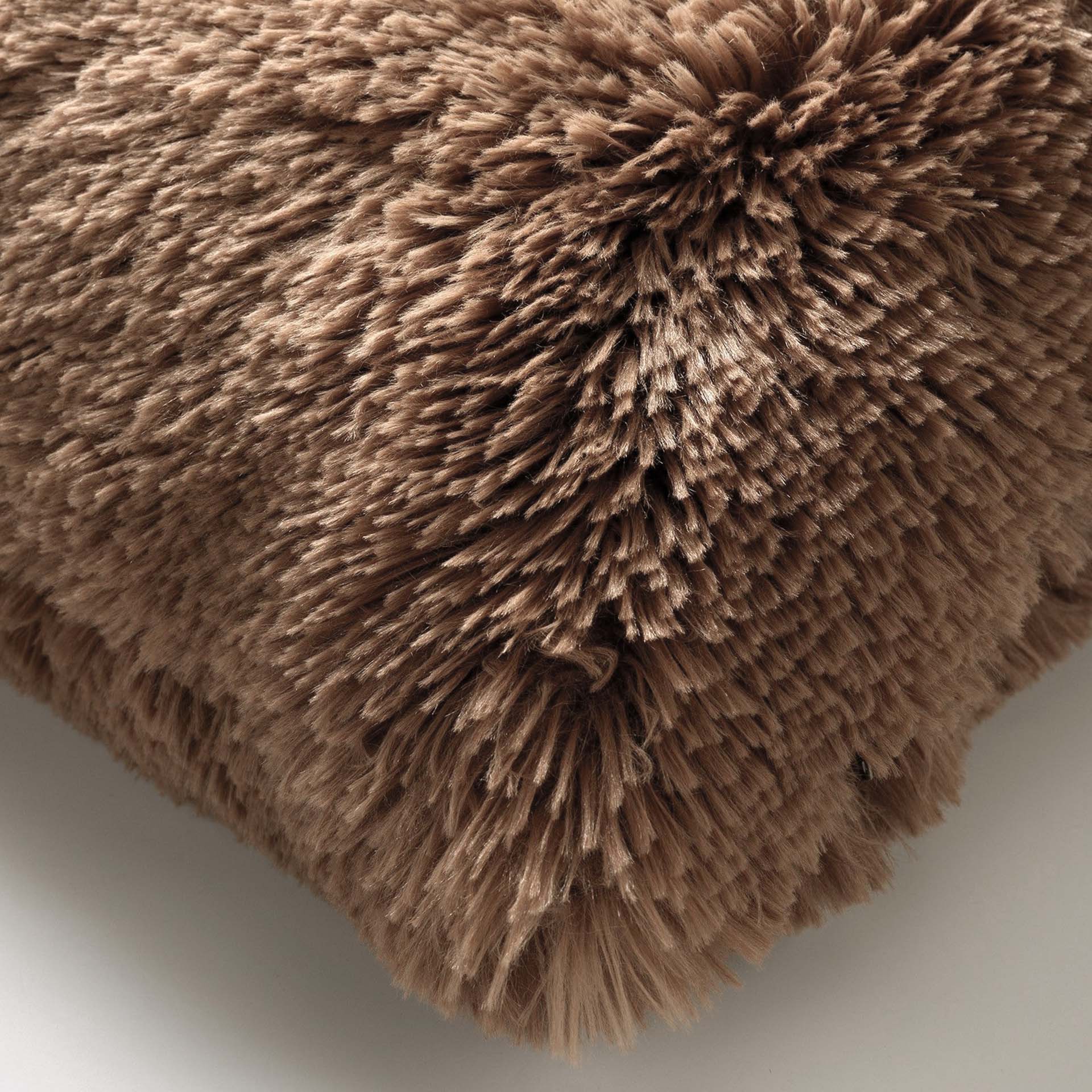 FLUFFY - Sierkussen unikleur 45x45 cm - Tobacco Brown - bruin
