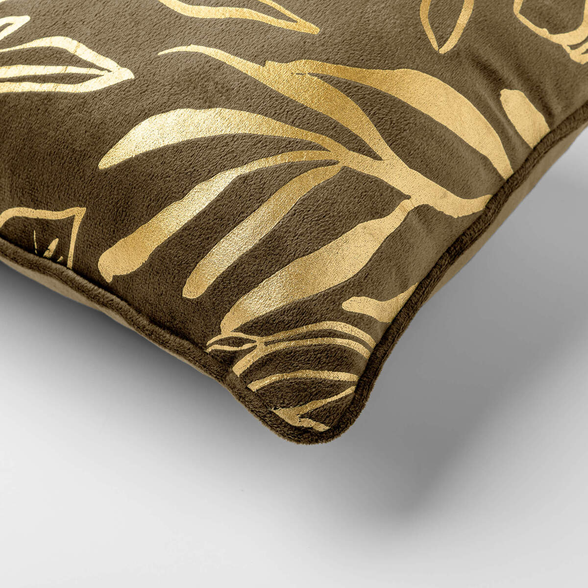 LONNE - sierkussen 30x50 cm - bladmotief - Military Olive - groen
