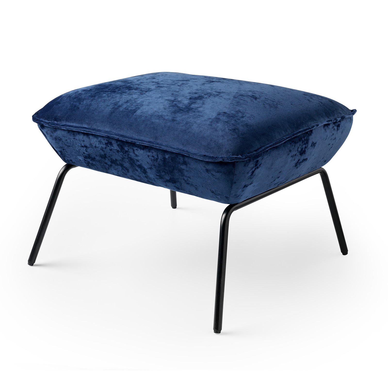 SCOTT - Voetenbankje - velvet poef - 57x54x40 cm - ideale bijzet poef - Insignia Blue - blauw