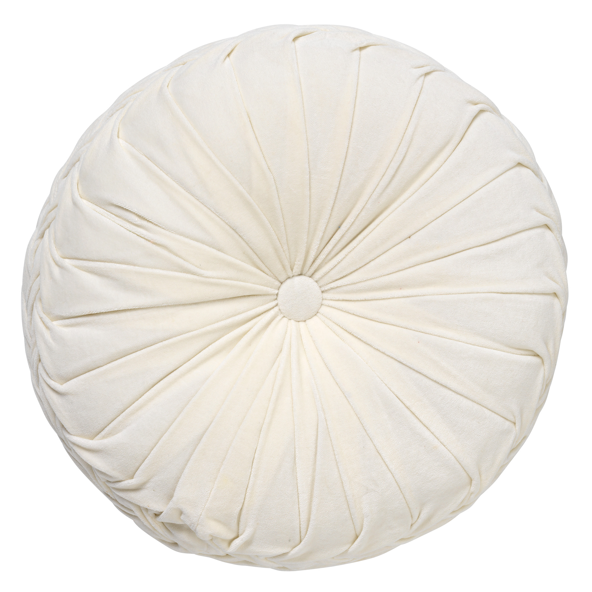 KAJA - Sierkussen rond velvet 40 cm - Snow White - wit