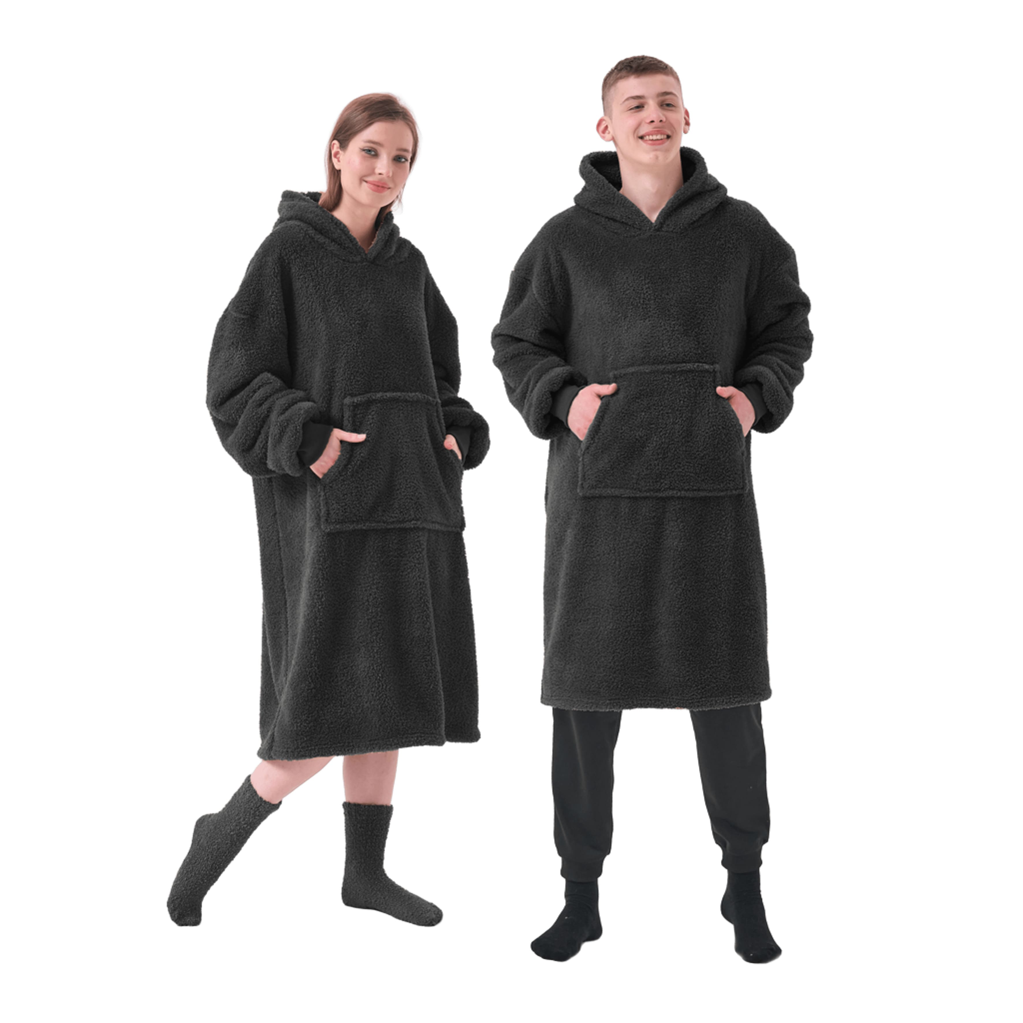 TEDDY - hoodie 70x110 cm - volwassenen - hoodie deken - unisex - Raven - zwart