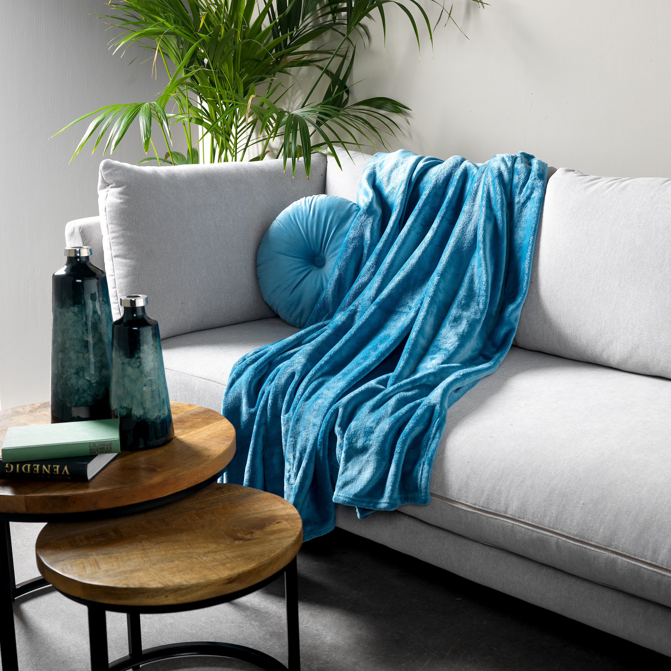 HARVEY - Plaid van fleece Provincial Blue 150x200 cm - blauw - superzacht HARVEY - Plaid van fleece Provincial Blue 150x200 cm - blauw - superzacht