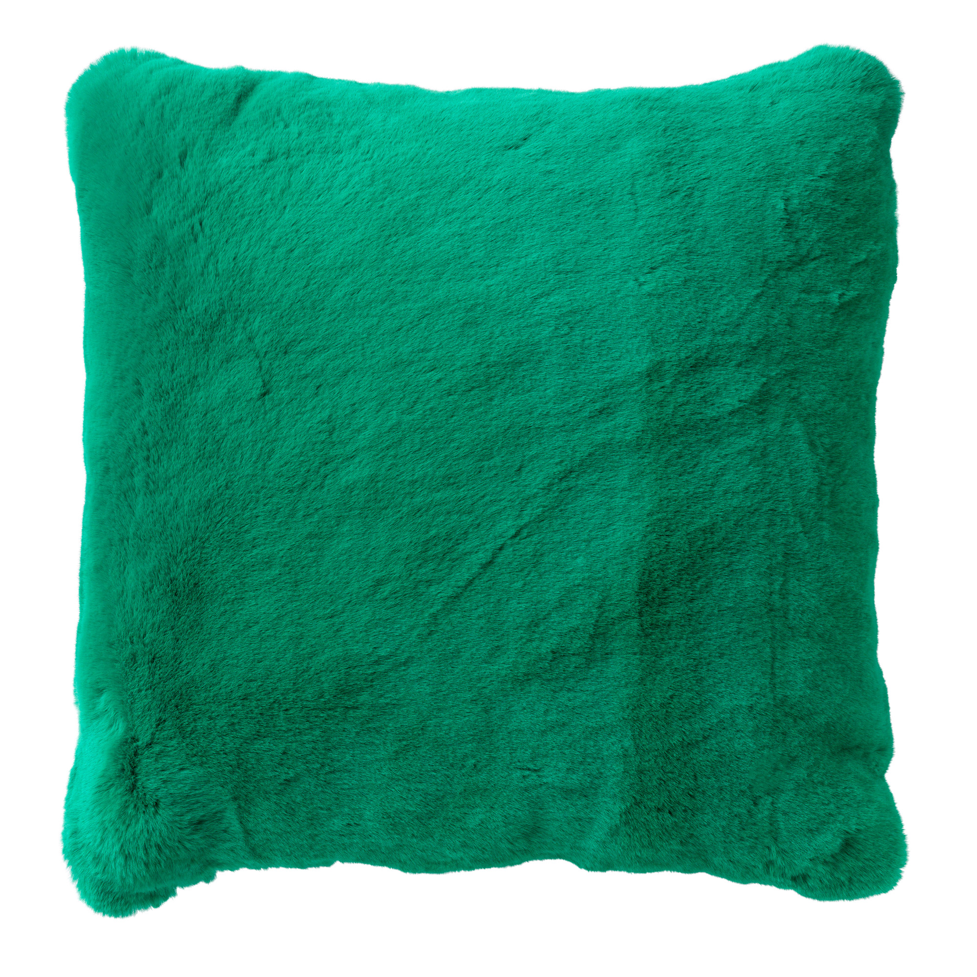 ZAYA - Sierkussen 45x45 cm - bontlook - effen kleur - Emerald - groen