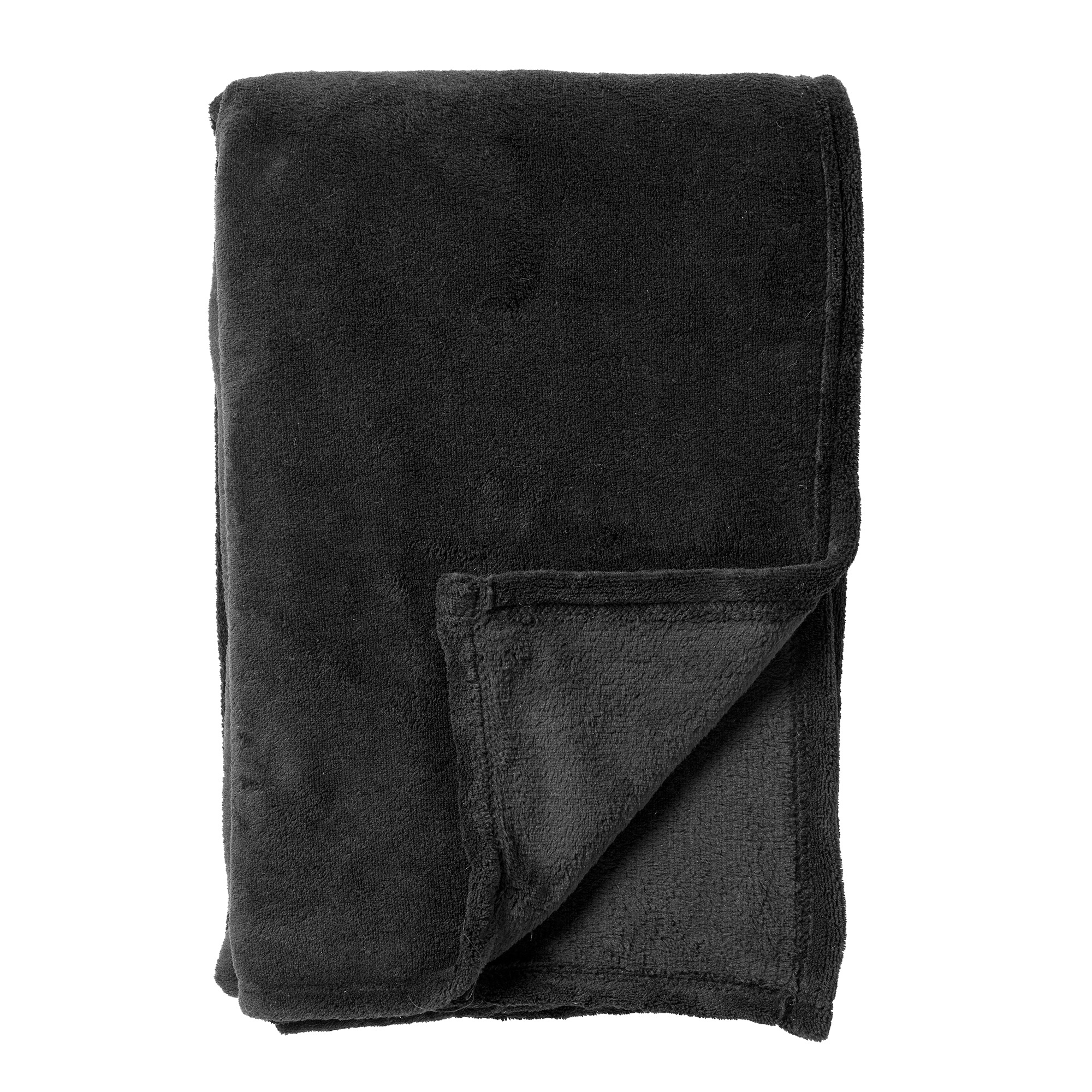 SIDNEY - Plaid 140x180 cm - Fleece deken van 100% gerecycled polyester – superzacht - Eco Line collectie - Raven - zwart