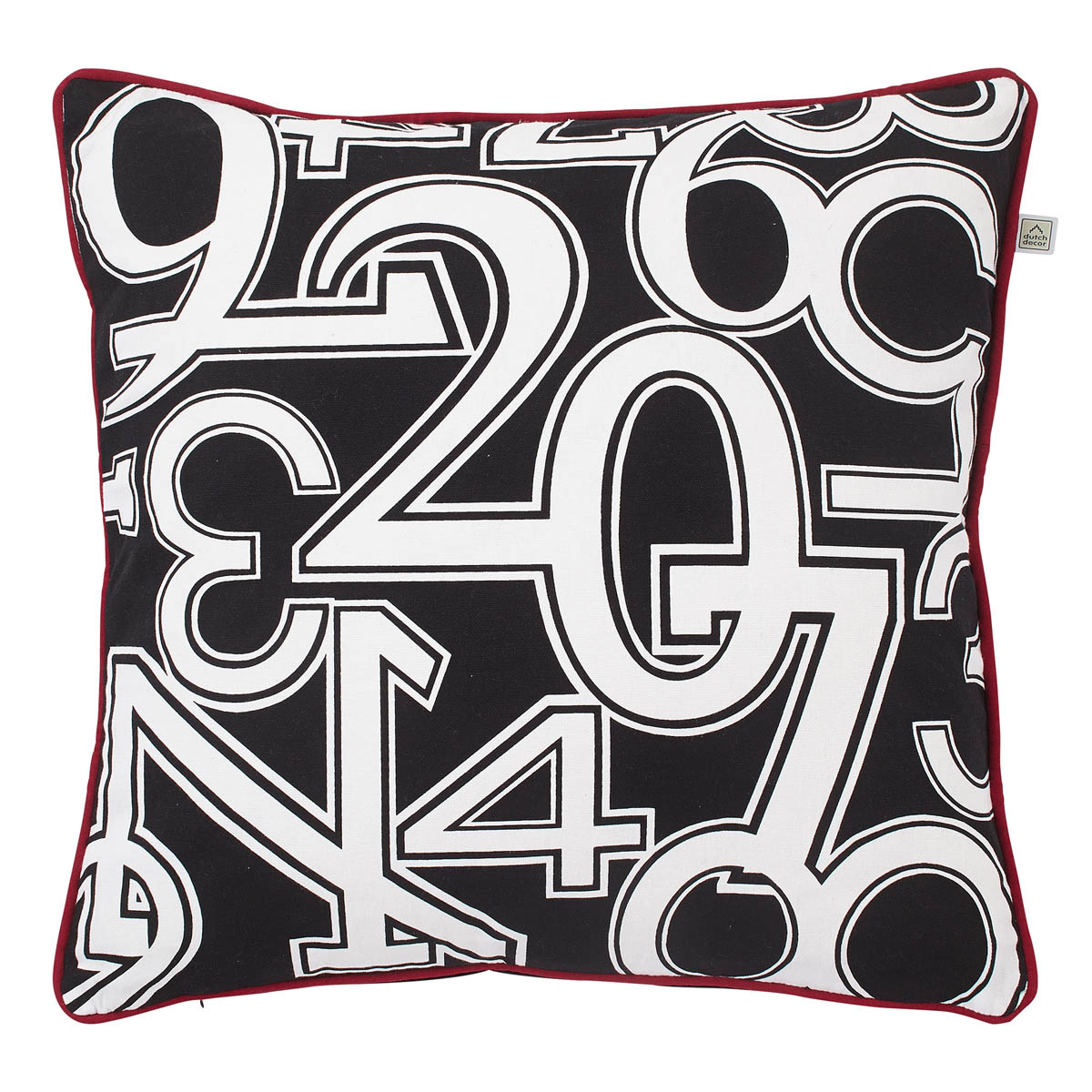 NUMBERS - Sierkussen met print zwart 50x50 cm