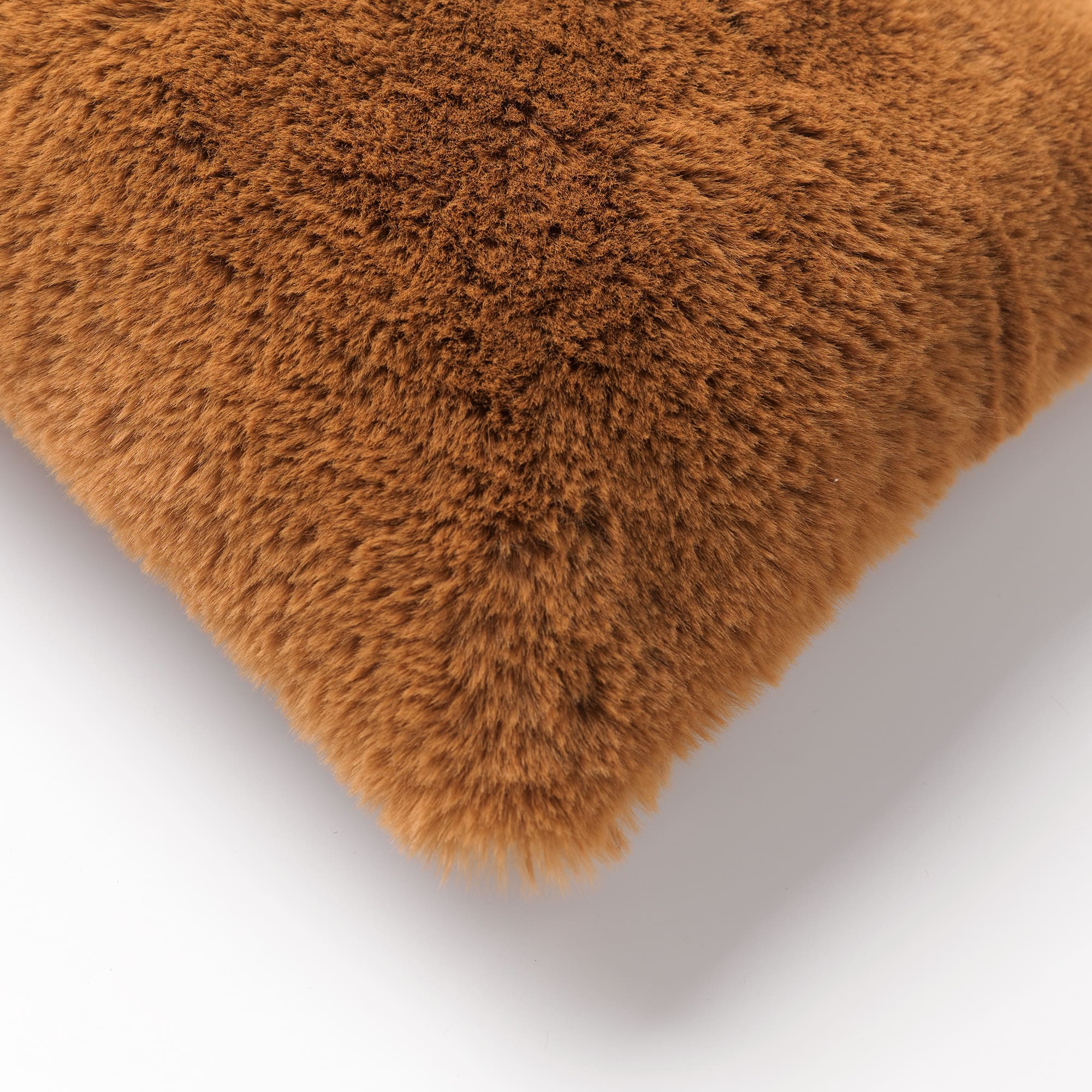 ZAYA - Kussenhoes 45x45 cm - bontlook - effen kleur - Tobacco Brown - bruin