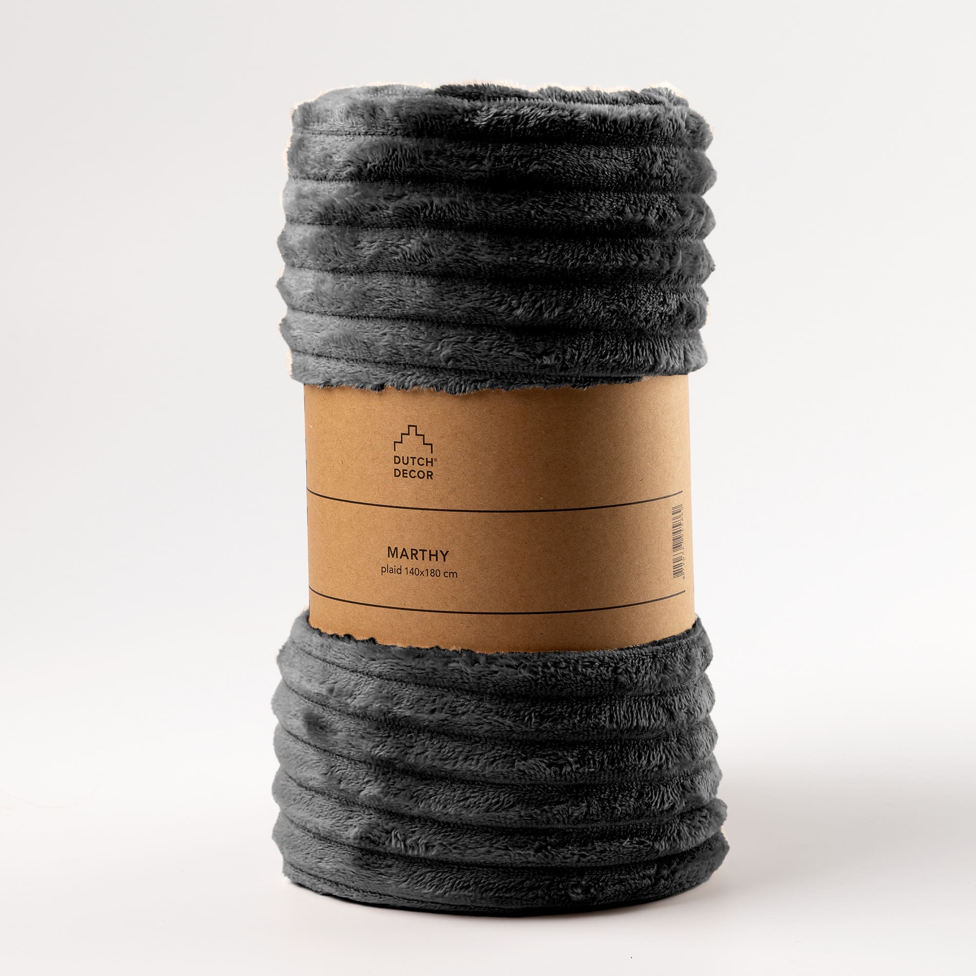 MARTHY - plaid 140x180 cm - zacht ribfluweel - corduroy - Charcoal Gray - antraciet