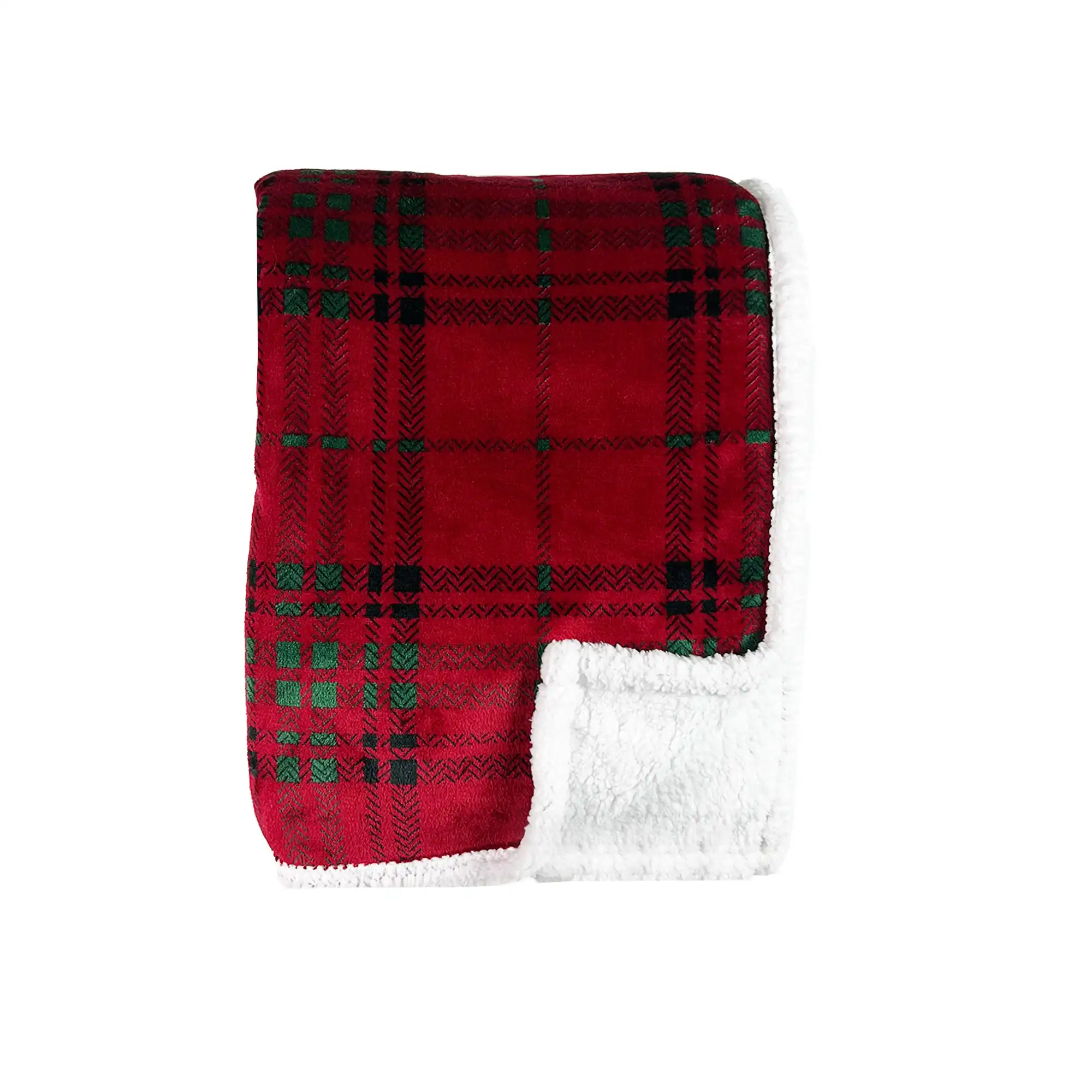 CARLTON - Plaid 150x200 cm - fleece deken met sherpa - Biking Red - rood