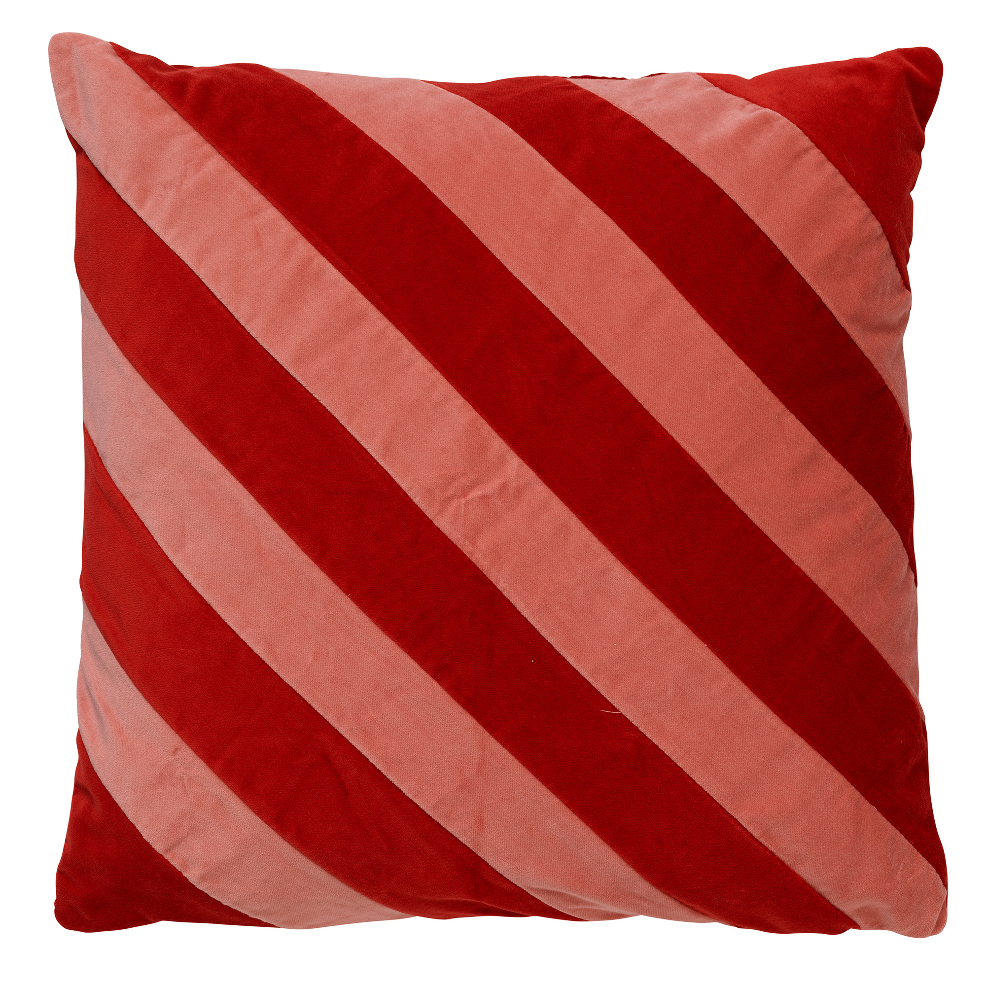 PEBBE - Kussenhoes velvet 45x45 cm - aurora red - rood - roze - strepen - color blocking