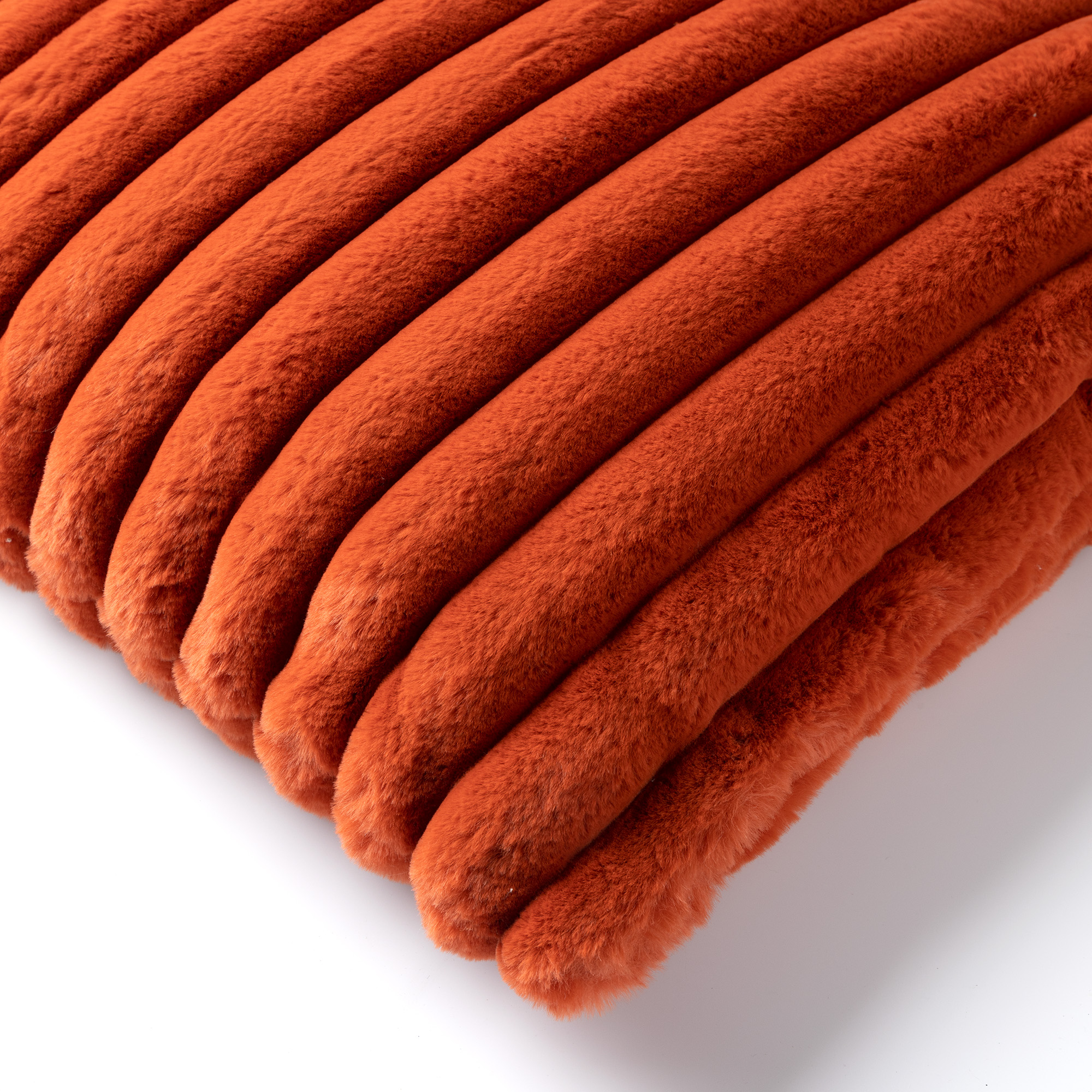 HAZEL - Sierkussen 50x50 cm - effen kleur - strepen - heerlijk zacht - Potters Clay - oranje