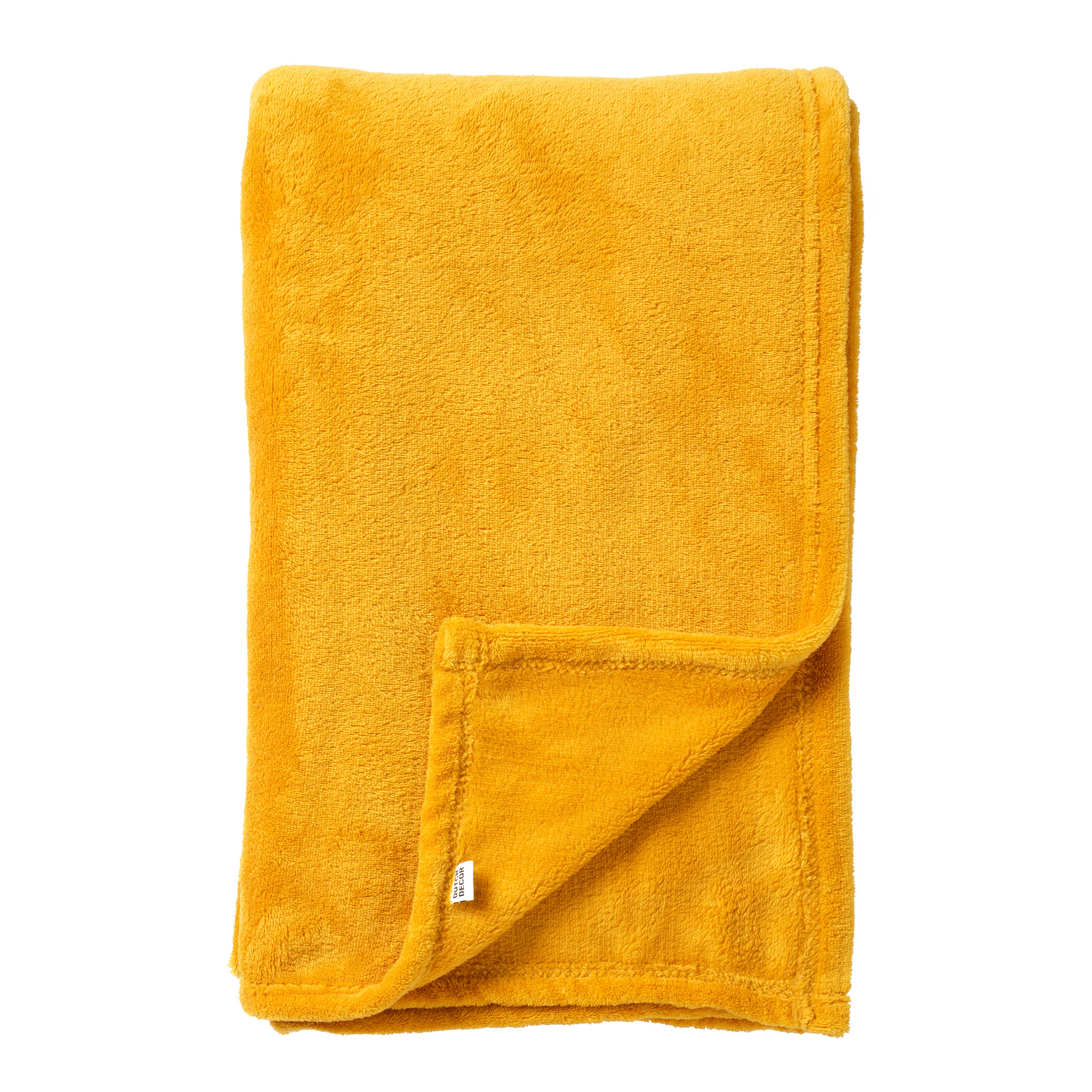 SIDNEY - Plaid 140x180 cm - Fleece deken van 100% gerecycled polyester – superzacht - Eco Line collectie - Golden Glow - geel