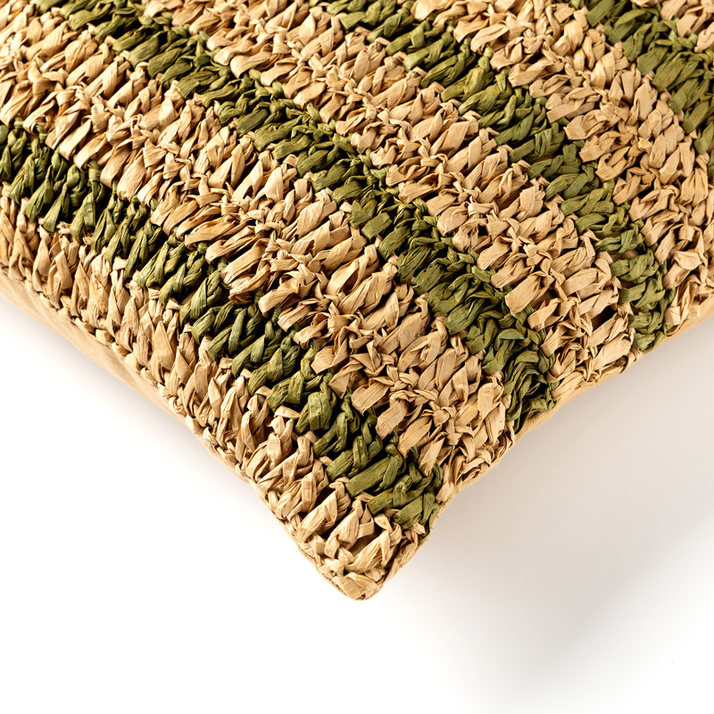 ANTONY - Sierkussen 45x45 cm - strepen van raffia - Olive Branch - groen en bruin