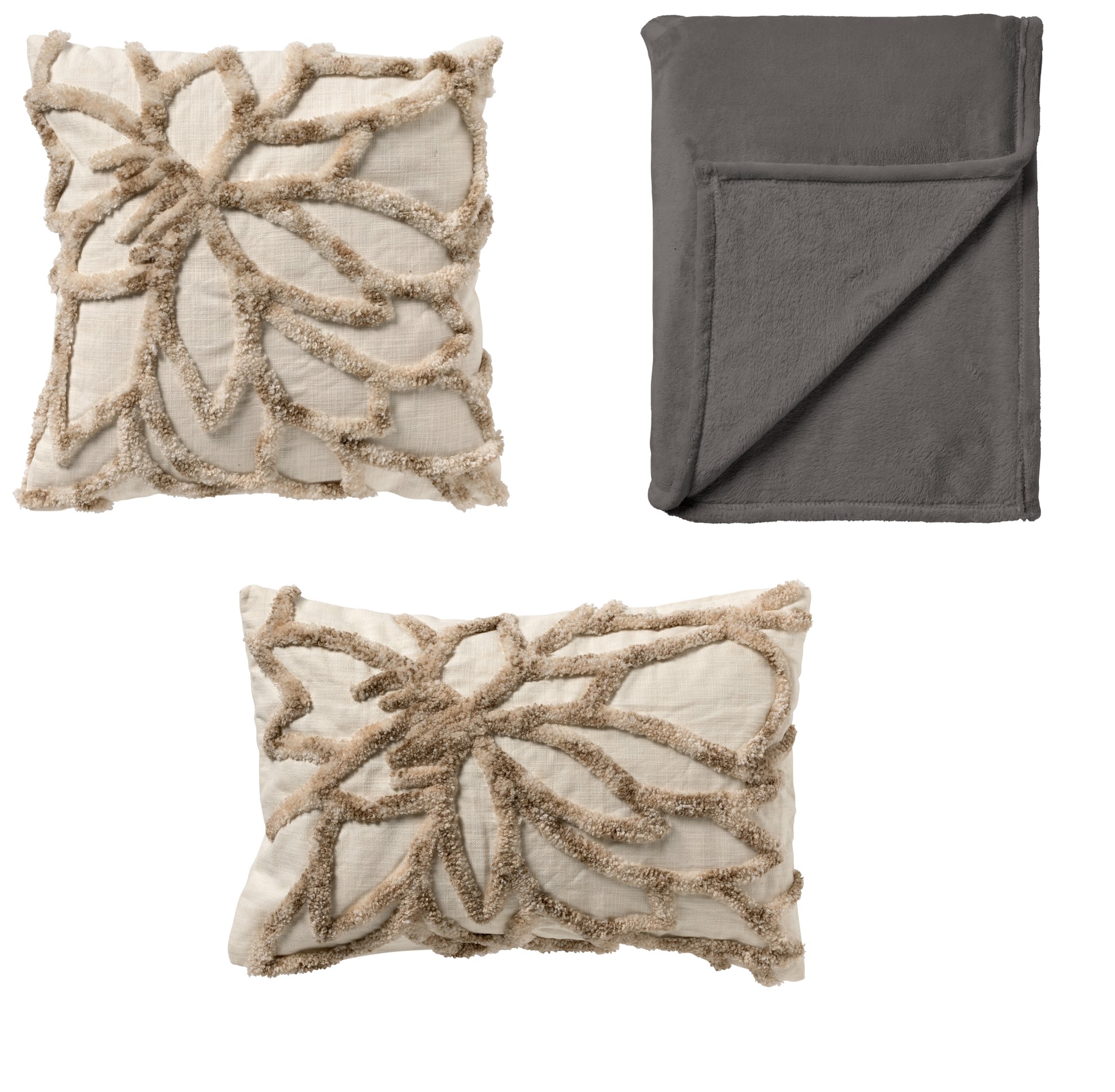 VOORDEELSET -  Livia & Charlie - Snow White - Wit & Driftwood - Taupe | Set van 3 stuks 