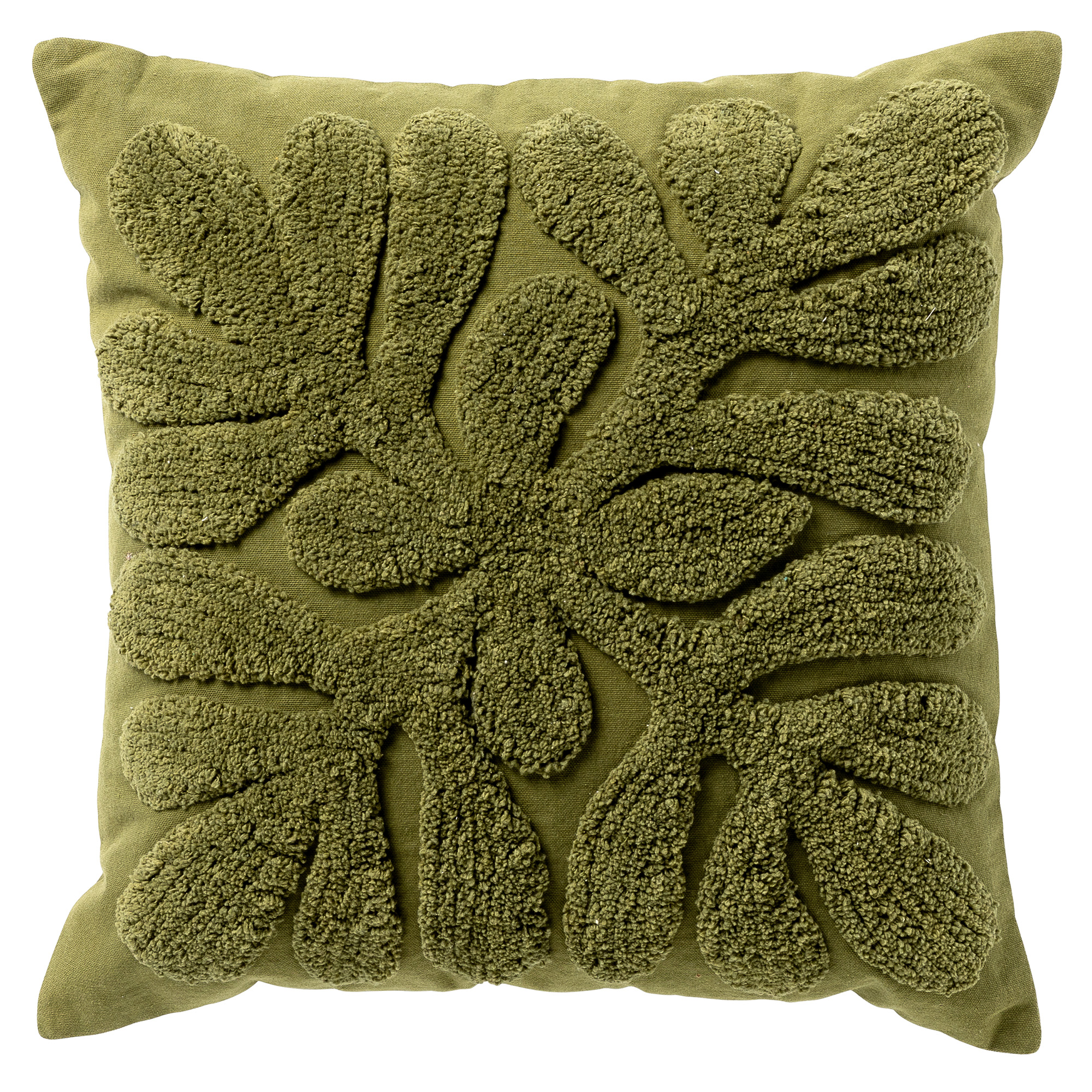 OLIVIA - Kussenhoes 45x45 cm - driedimensionaal patroon - Olive Branch - groen