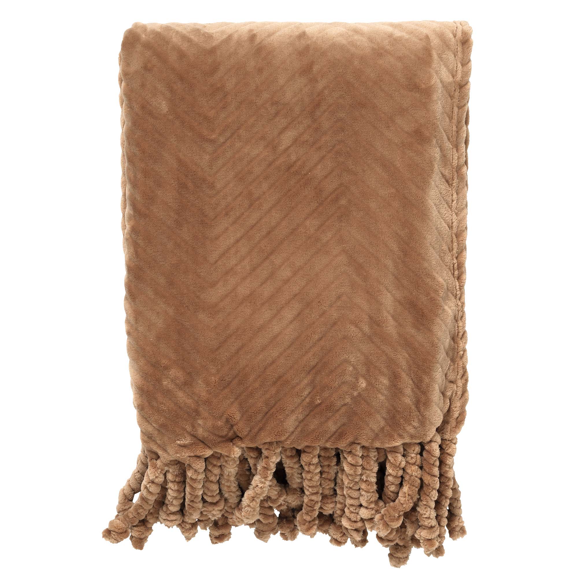 ZIGGY - Plaid van fleece 140x180 cm Tobacco Brown - bruin