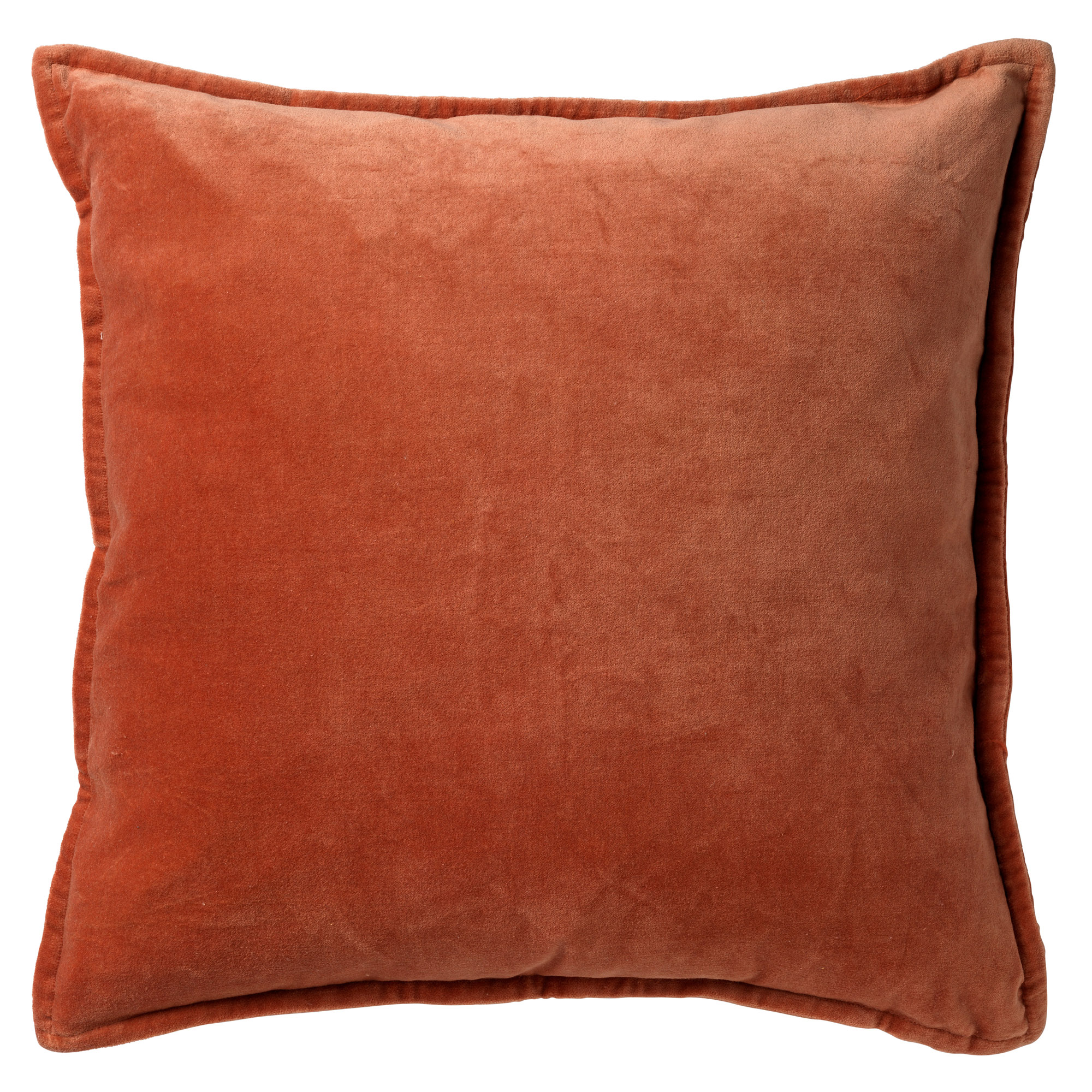 CAITH - Sierkussen 50x50 cm - 100% katoen velvet - lekker zacht - Potters Clay - oranje / terracotta