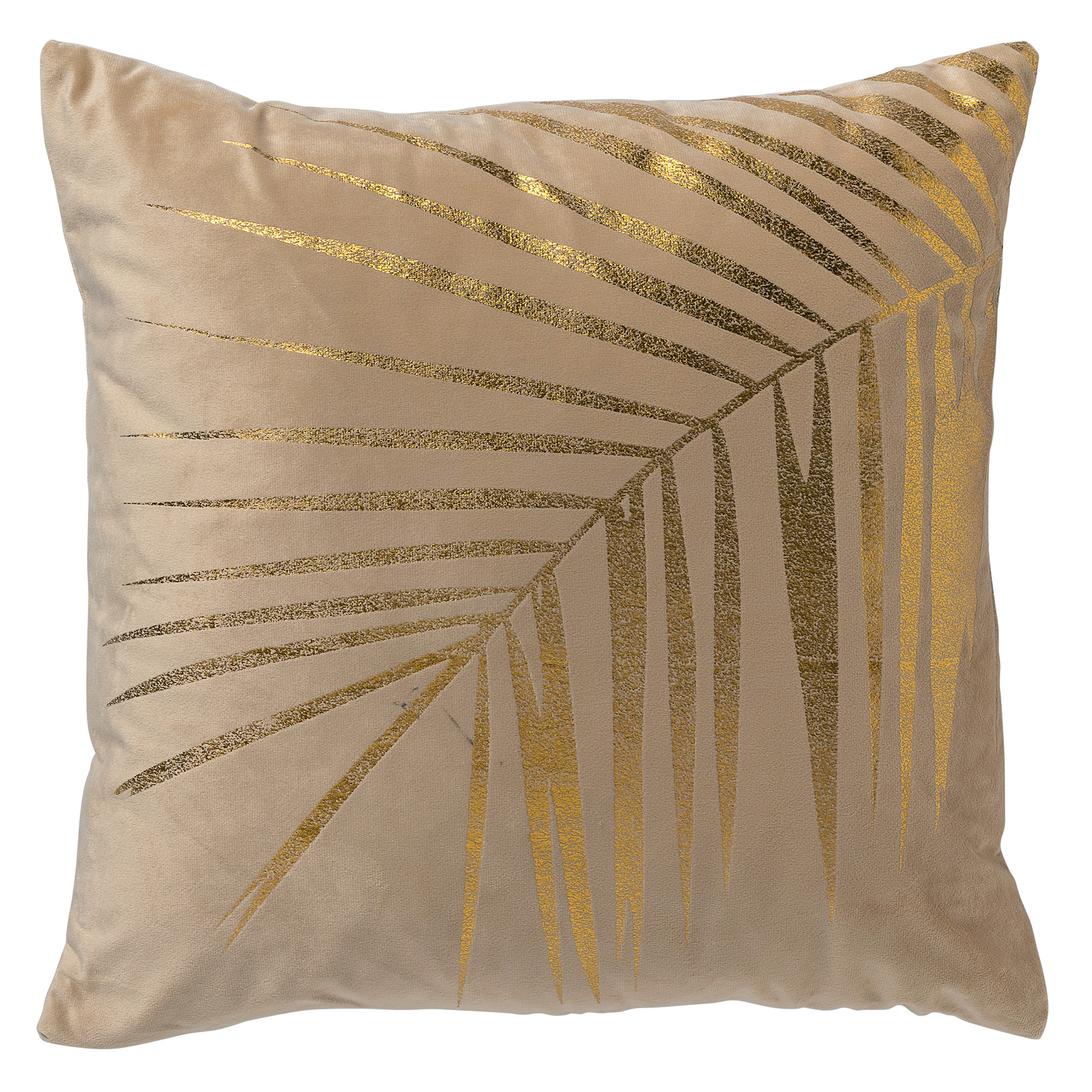 LUNO - Sierkussen 45x45 cm - gouden opdruk - Semolina - beige