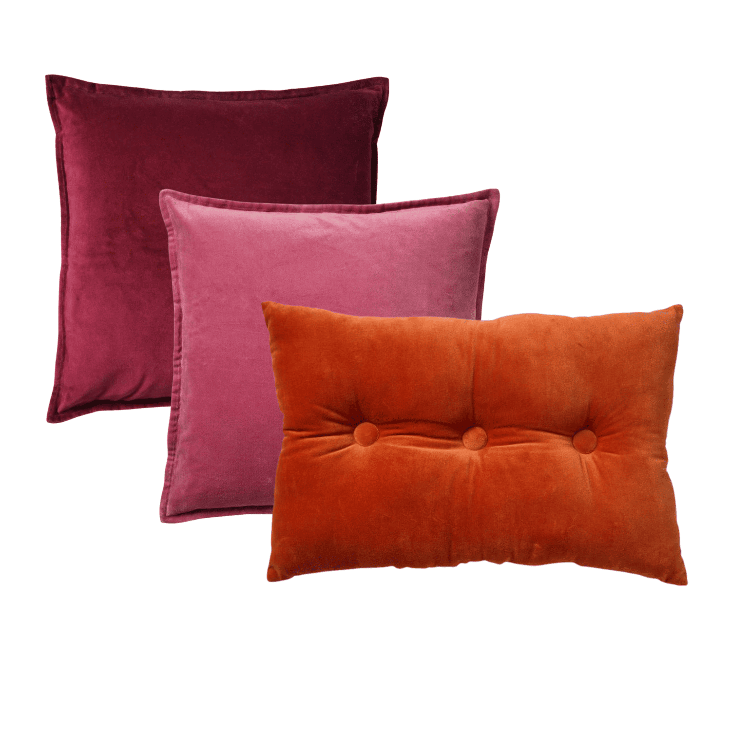 KUSSENSET - 3-delig - Caith & Valerie - 50x50 cm, 40x60 cm - sierkussens inclusief binnenkussens - roze, oranje