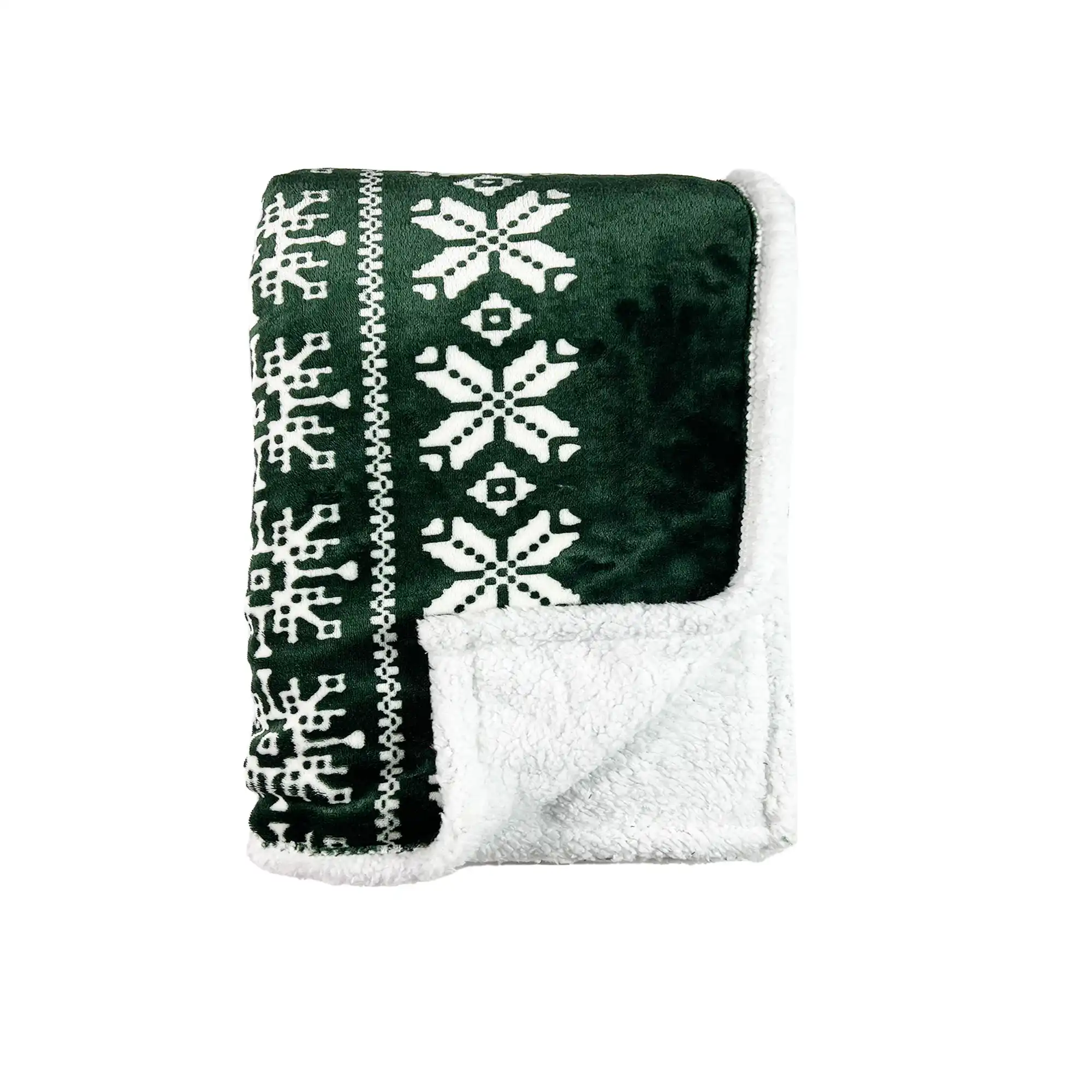 CAROL - Plaid 150x200 cm - fleece deken met sherpa en winterse print - Mountain View