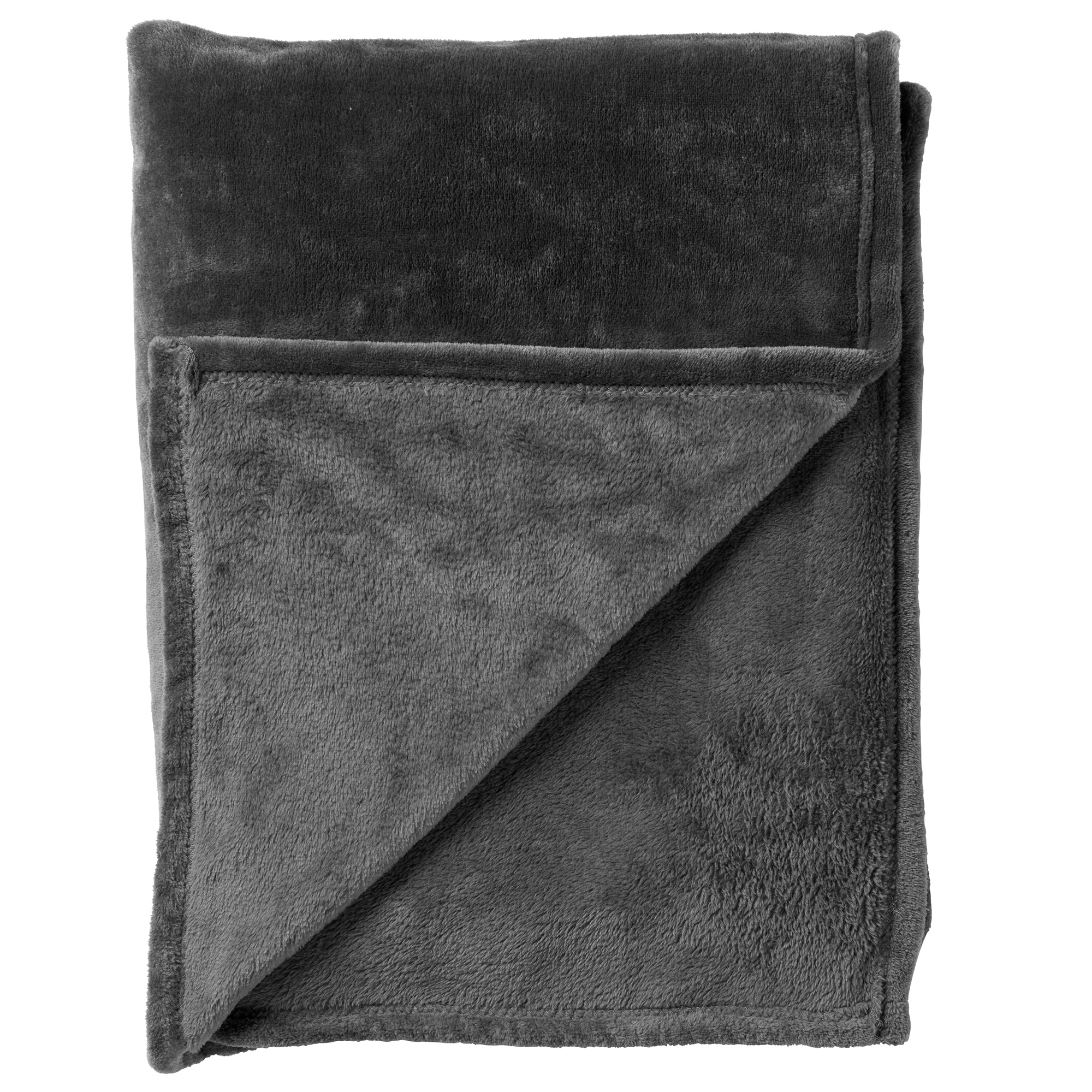 CHARLIE - Plaid 200x220 cm - extra grote fleece deken - effen kleur - Charcoal Gray - antraciet