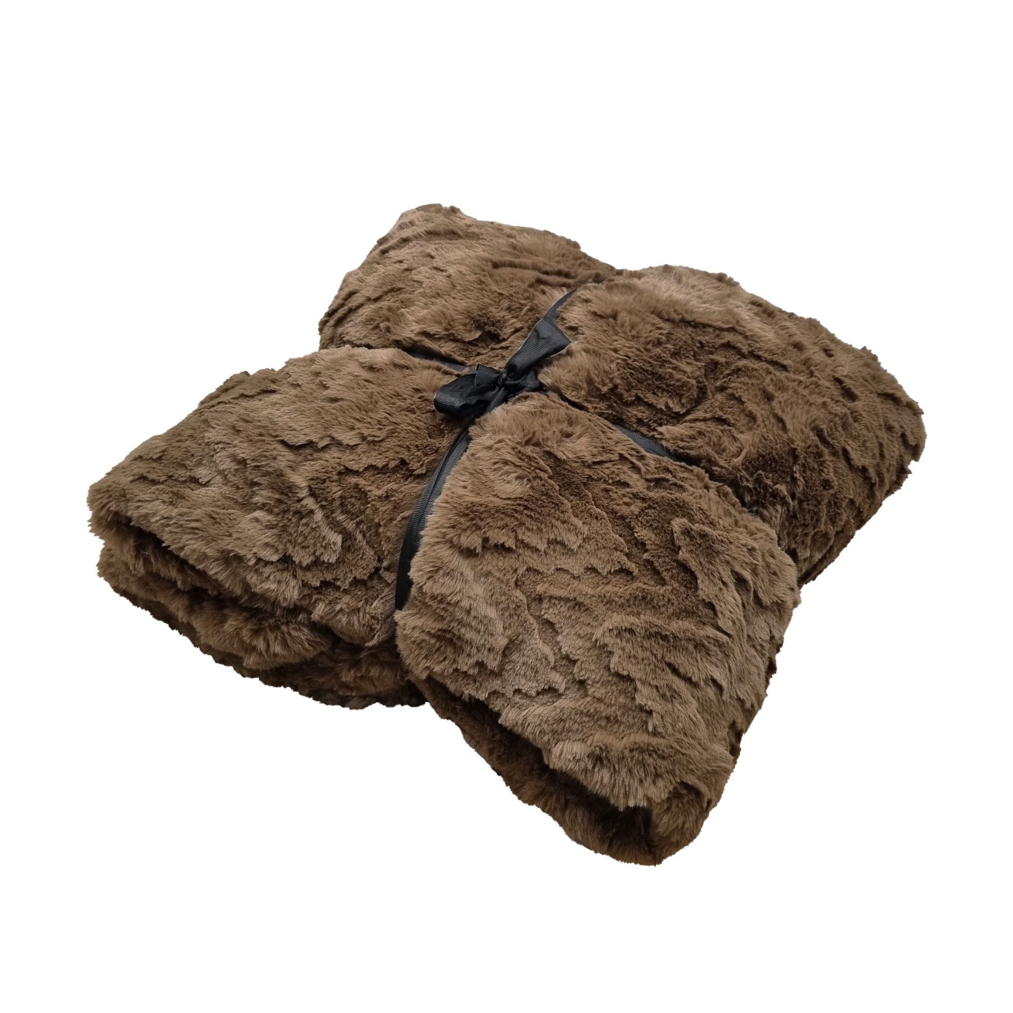 NOVIN - plaid 130x160 cm - imitatiebont - Sepia - bruin