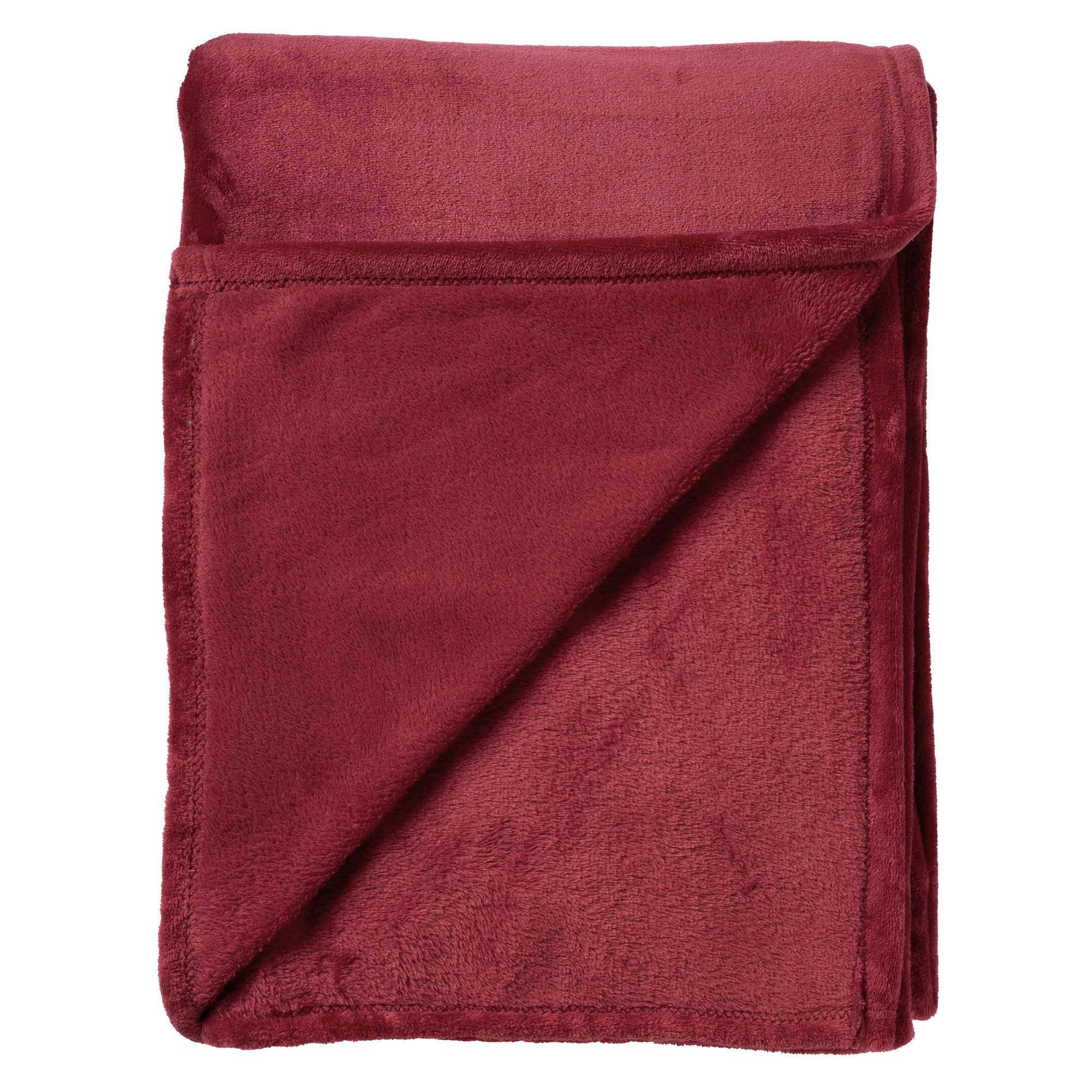BILLY - Plaid 150x200 cm - flannel fleece - superzacht - Merlot - rood bordeaux 