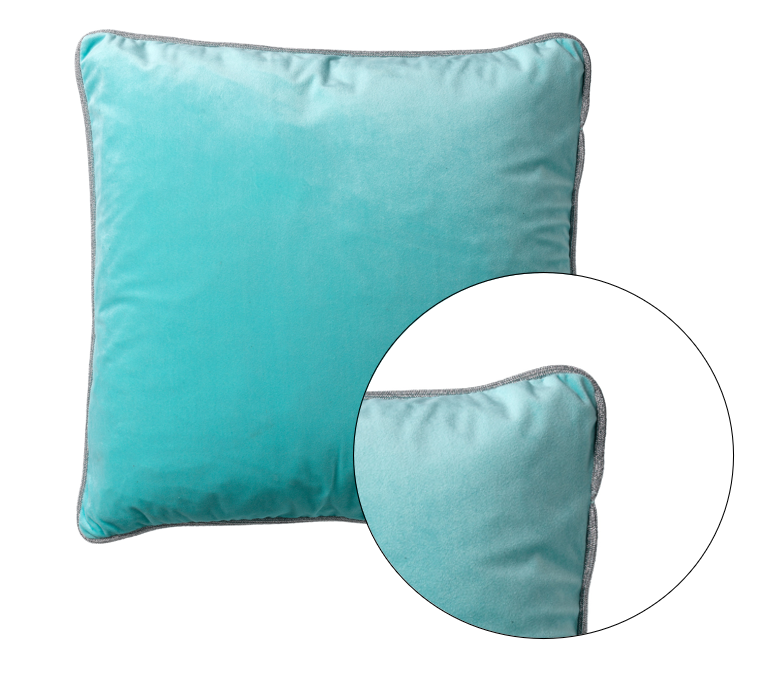 FINN - Sierkussen 45x45 cm - velvet - effen kleur - met glitterbies - Antiqua Sand - blauw