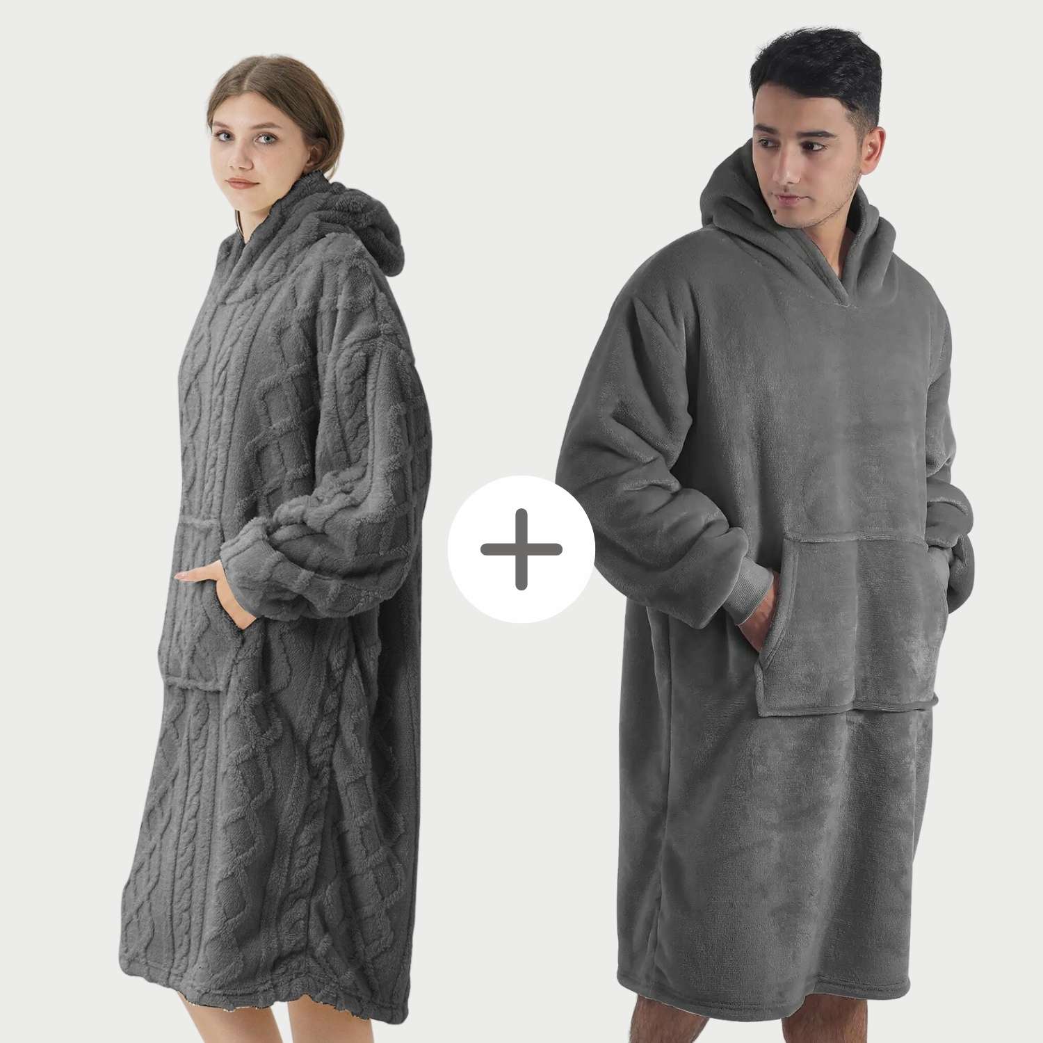 HOODIE VOORDEELSET   Hoodie Sherry + Hoodie Sophie - 70x110 cm - Charcoal Gray - antraciet