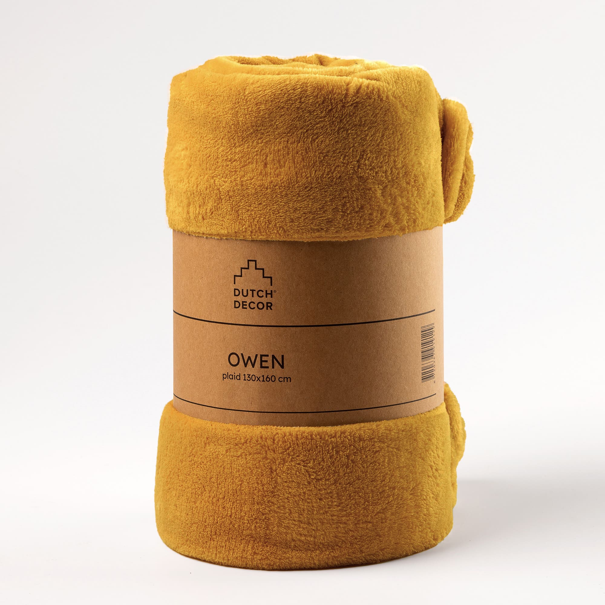 VOORDEELSET - 3-delig - Fluffy & Owen - 2 sierkussens 45x45 cm - 1 plaid 130x160 cm - geel