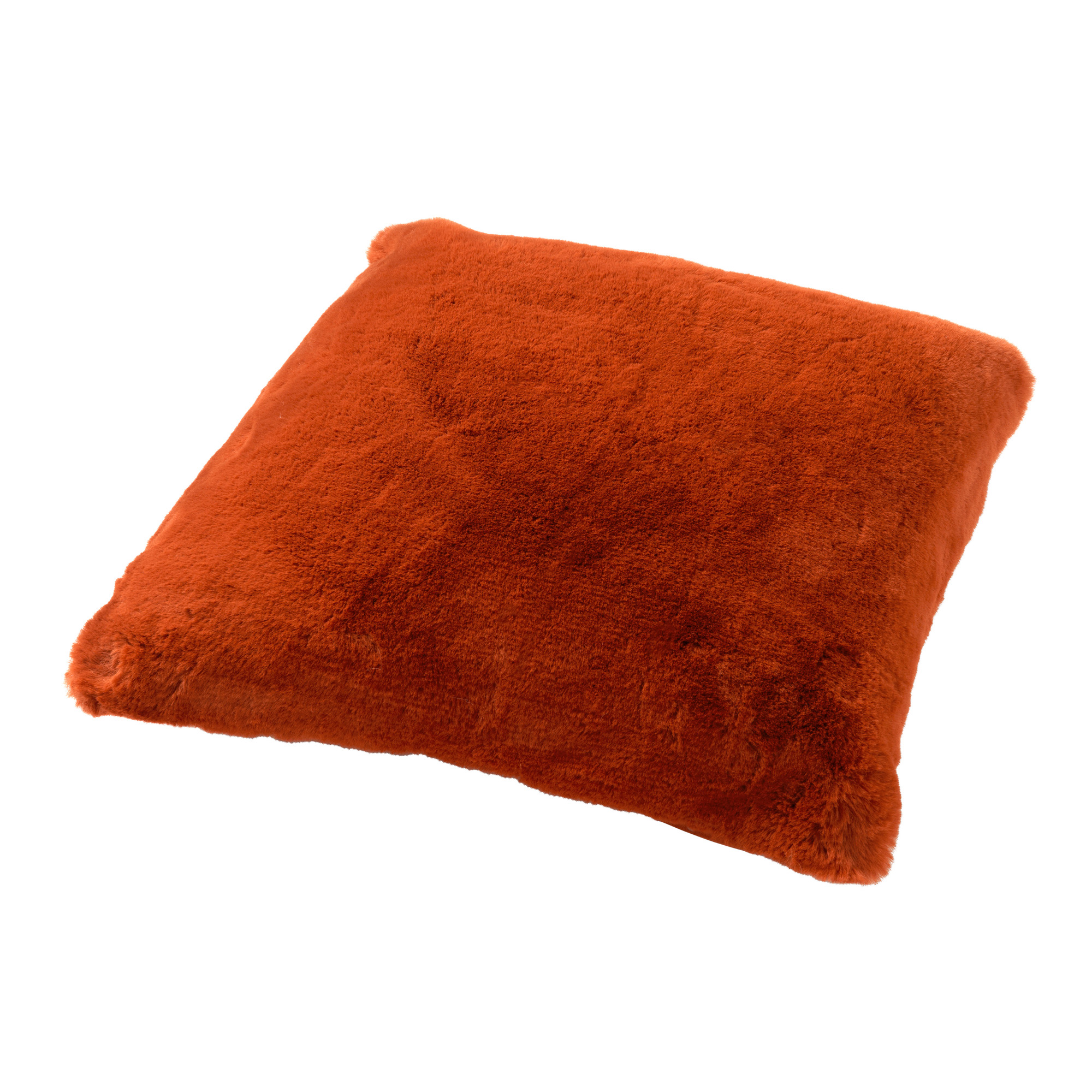 ZAYA - Sierkussen 45x45 cm - bontlook - effen kleur - Potters Clay - oranje