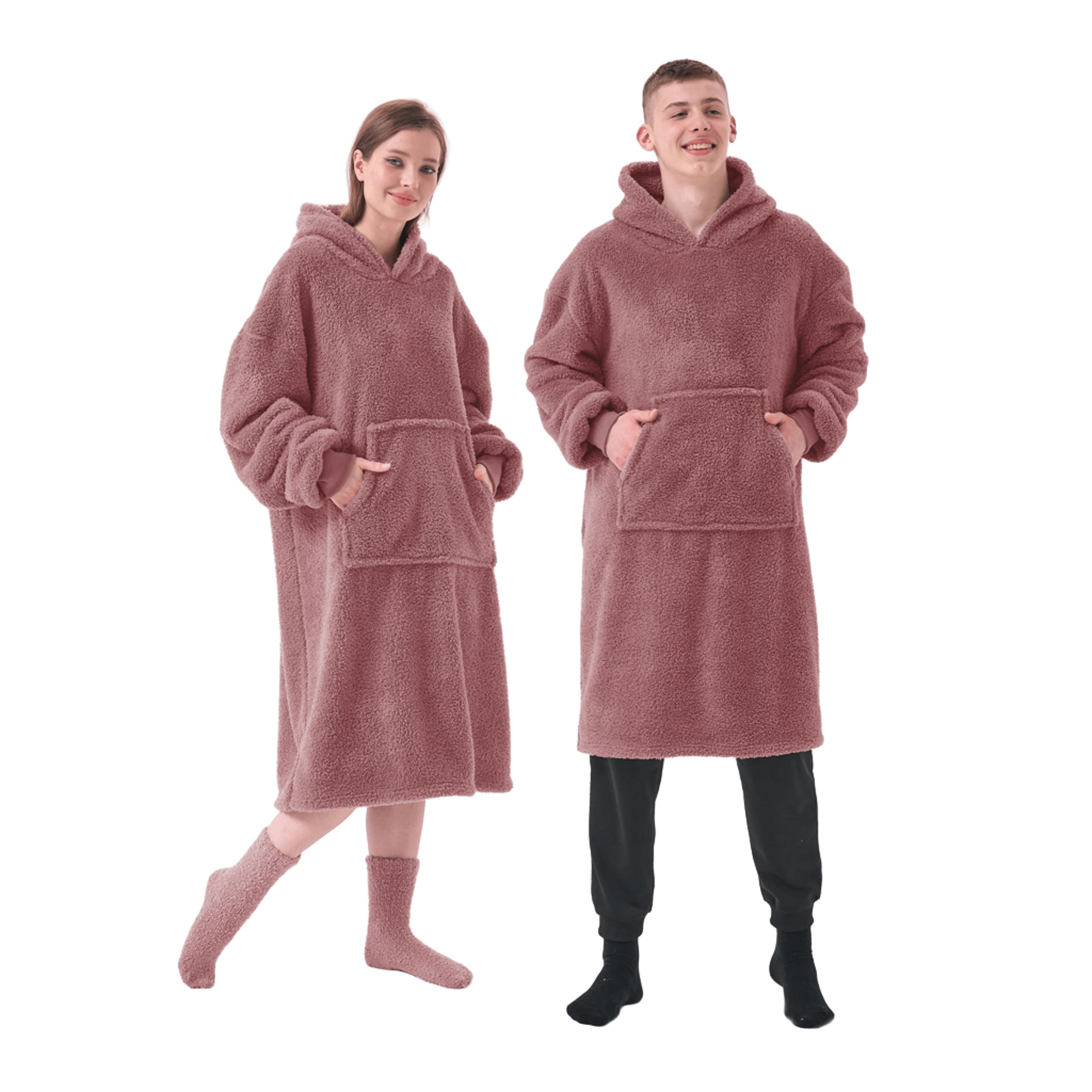 TEDDY - hoodie 70x110 cm - volwassenen - hoodie deken - unisex - Desert Sand - roze