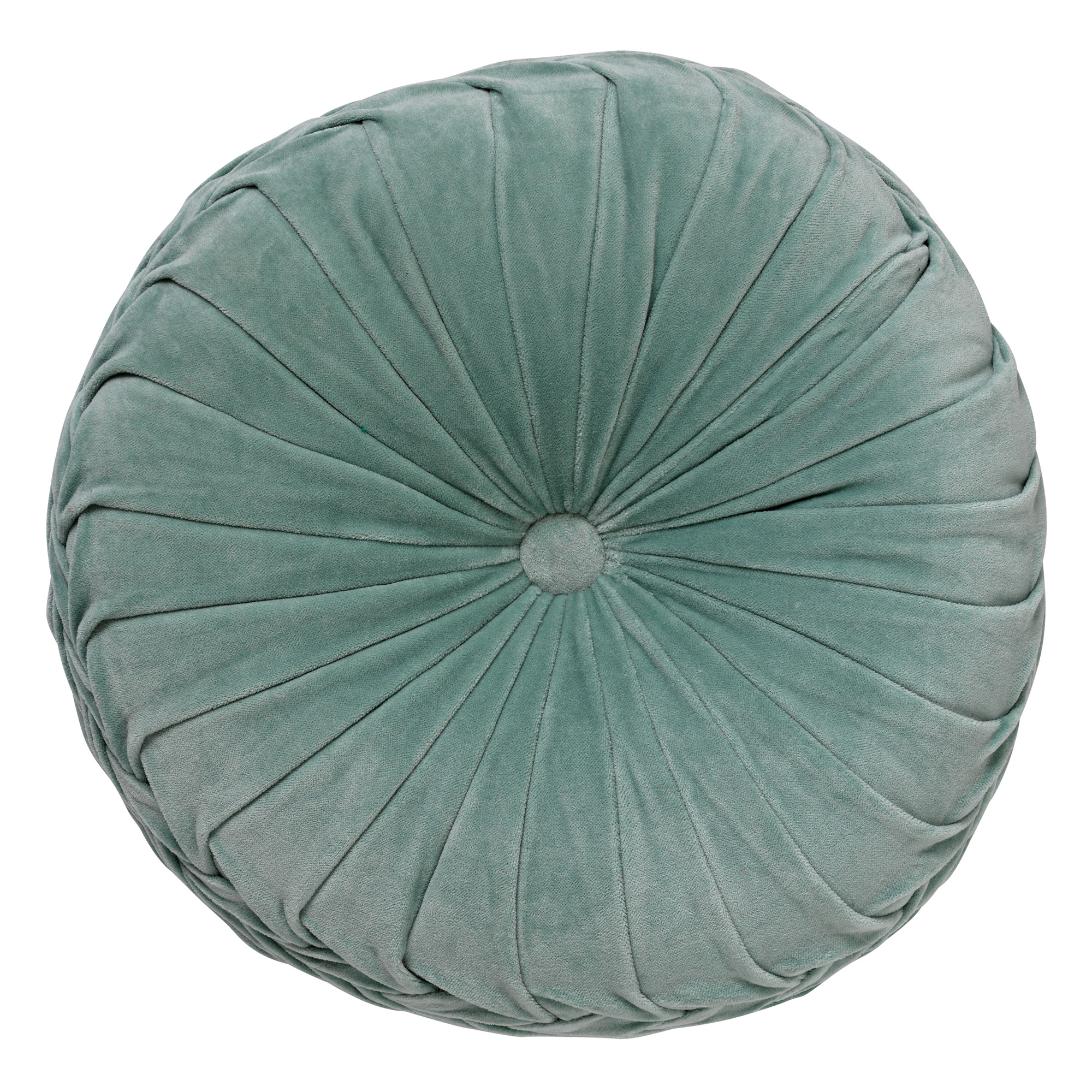KAJA - Sierkussen rond velvet 40 cm - Jadeite - lichtgroen