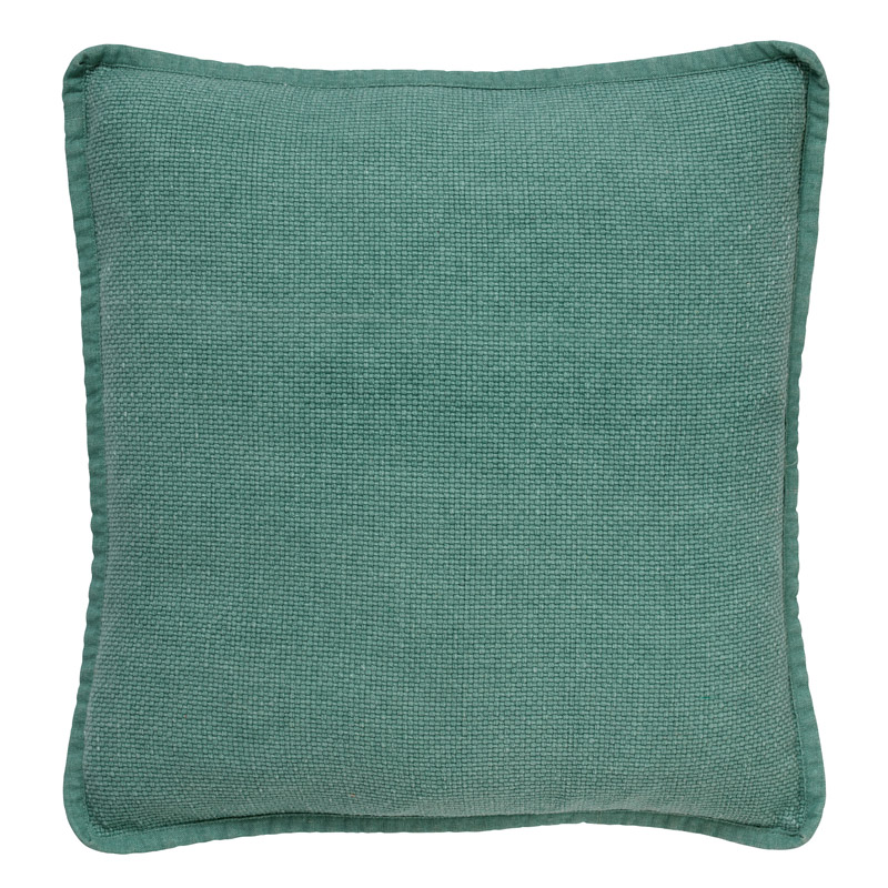 Sierkussen-45x45-cm-van-gewassen-katoen-in-effen-kleur-Sagebrush-Green-groen