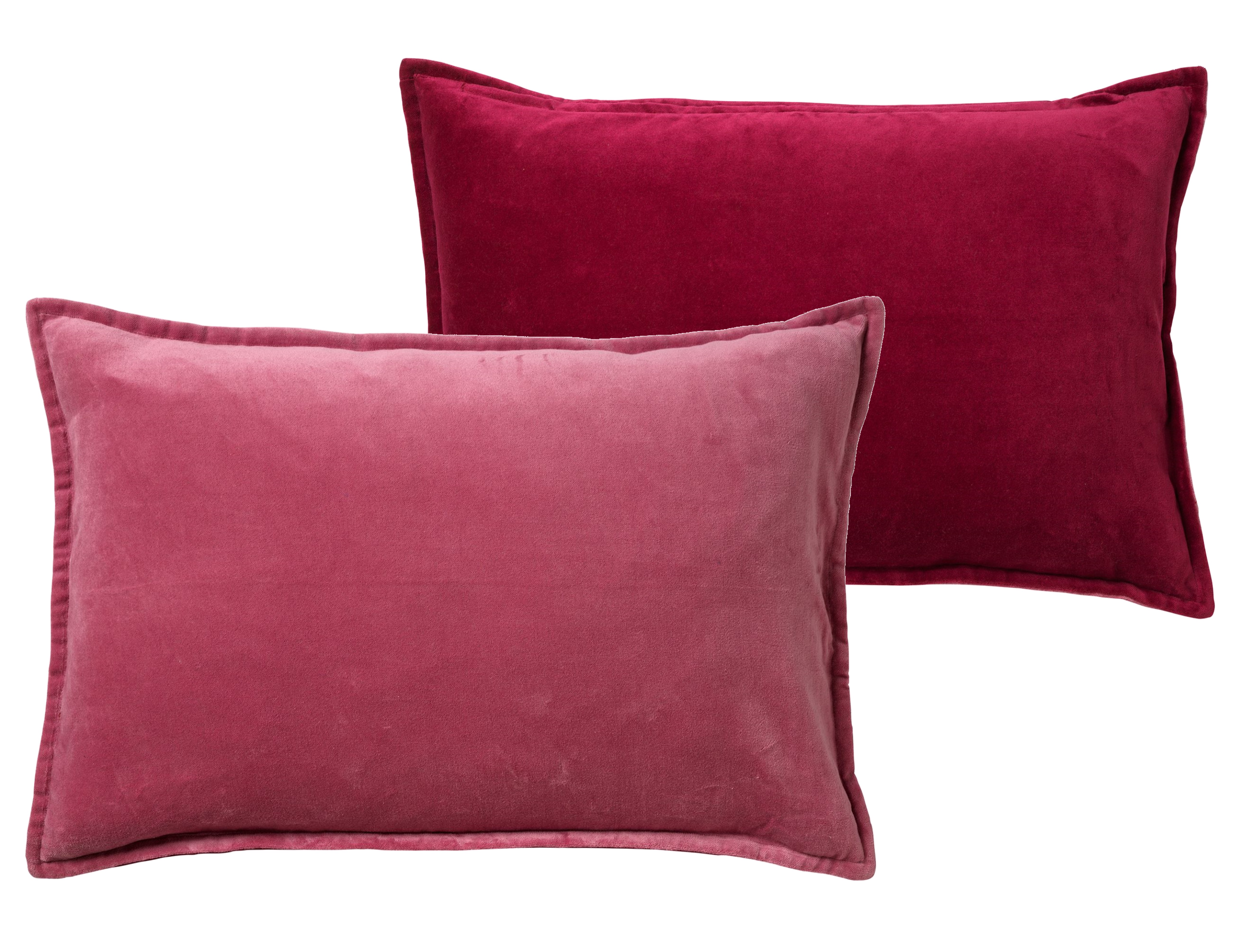 FAY - Kussenhoes 40x60 cm - velvet met 2 kleuren - Red Plum + Muted Clay - roze