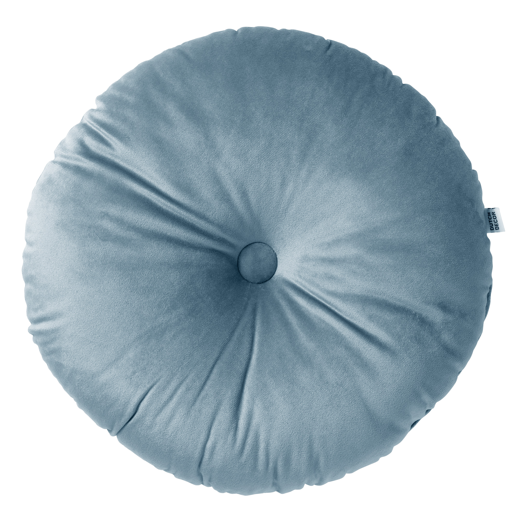 OLLY - Sierkussen rond velvet Provincial Blue 40 cm - blauw