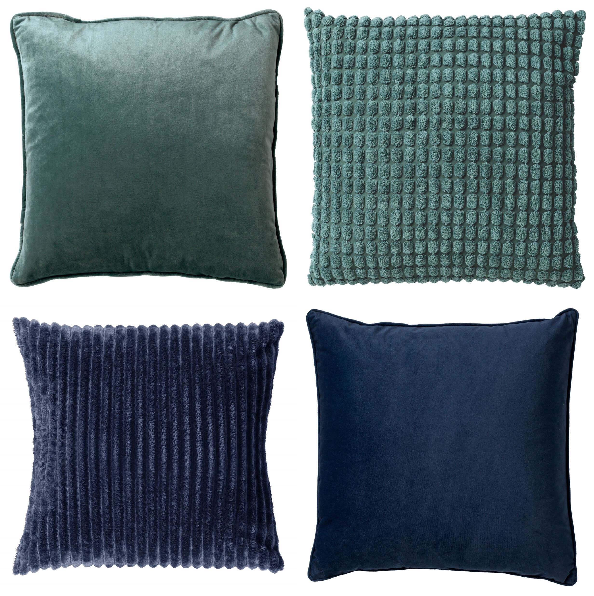 KUSSENSET - 4-delig Mixed Textures - 45x45 cm - inclusief binnenkussens - groen, blauw KUSSENSET - 4-delig Mixed Textures - 45x45 cm - inclusief binnenkussens - groen, blauw