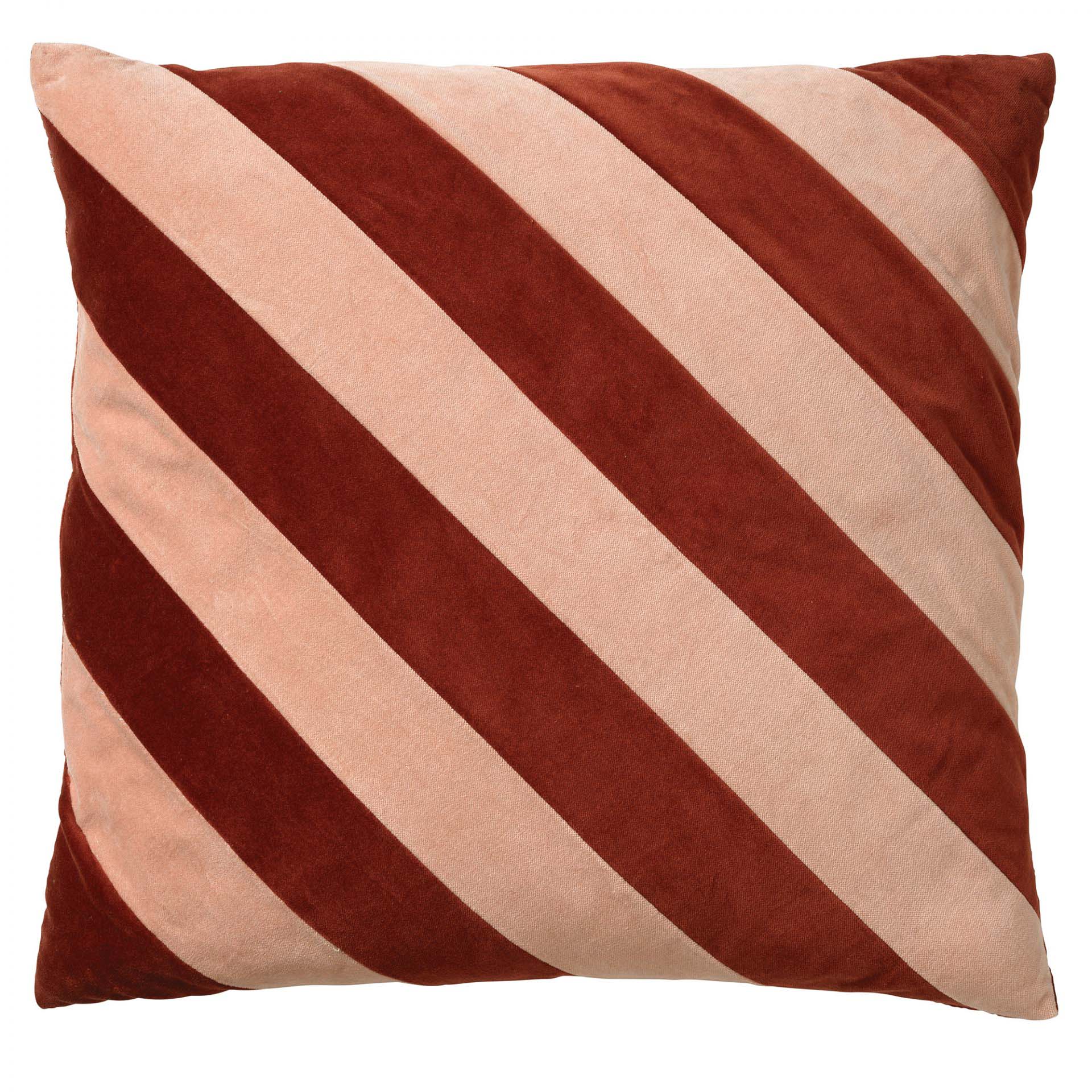 PEBBE - Sierkussen velvet 45x45 cm - muted clay - roze - oranje - strepen - color blocking PEBBE - Sierkussen velvet 45x45 cm - muted clay - roze - oranje - strepen - color blocking