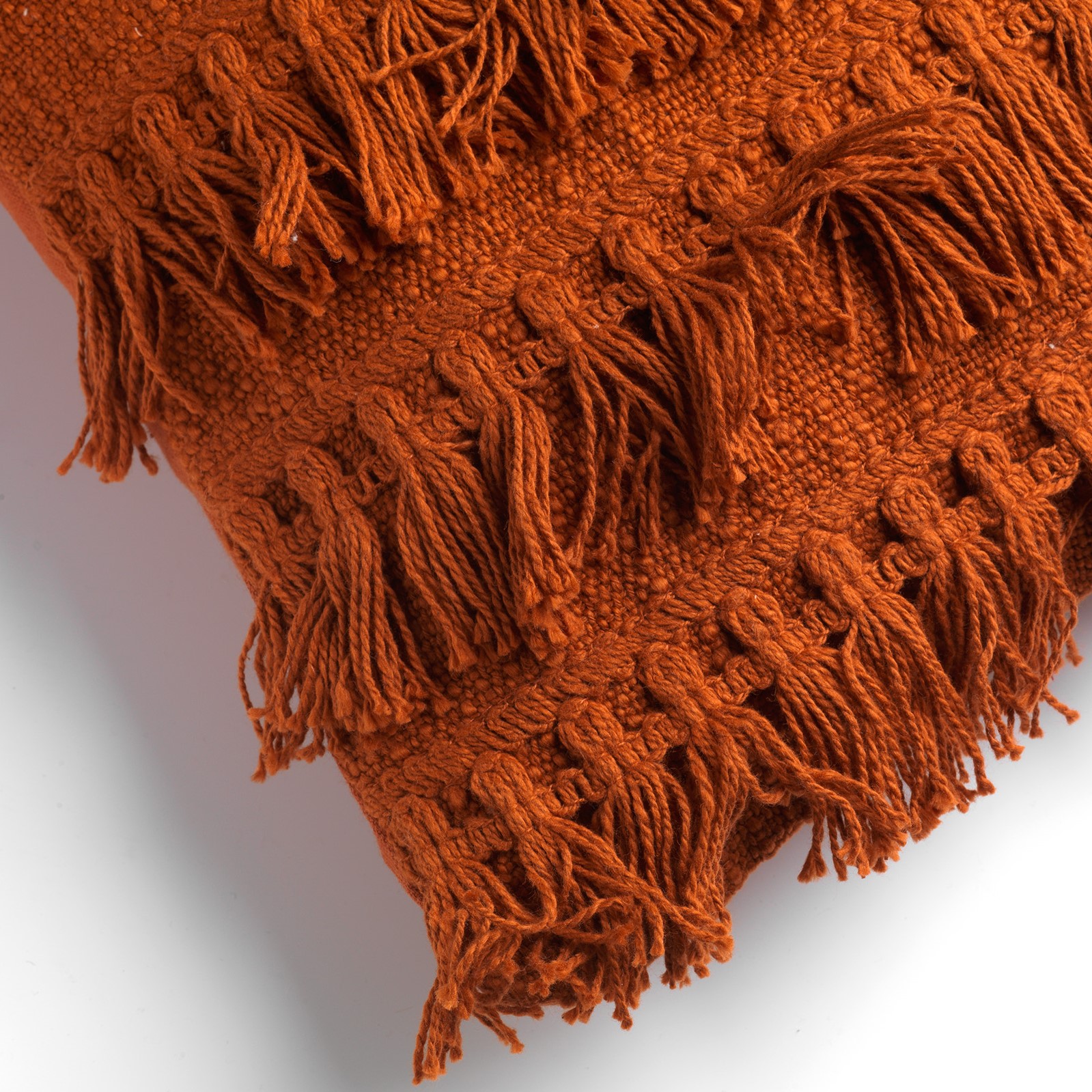 FARA - Kussenhoes 40x60 cm - 100% katoen - met franjes - Potters Clay - oranje