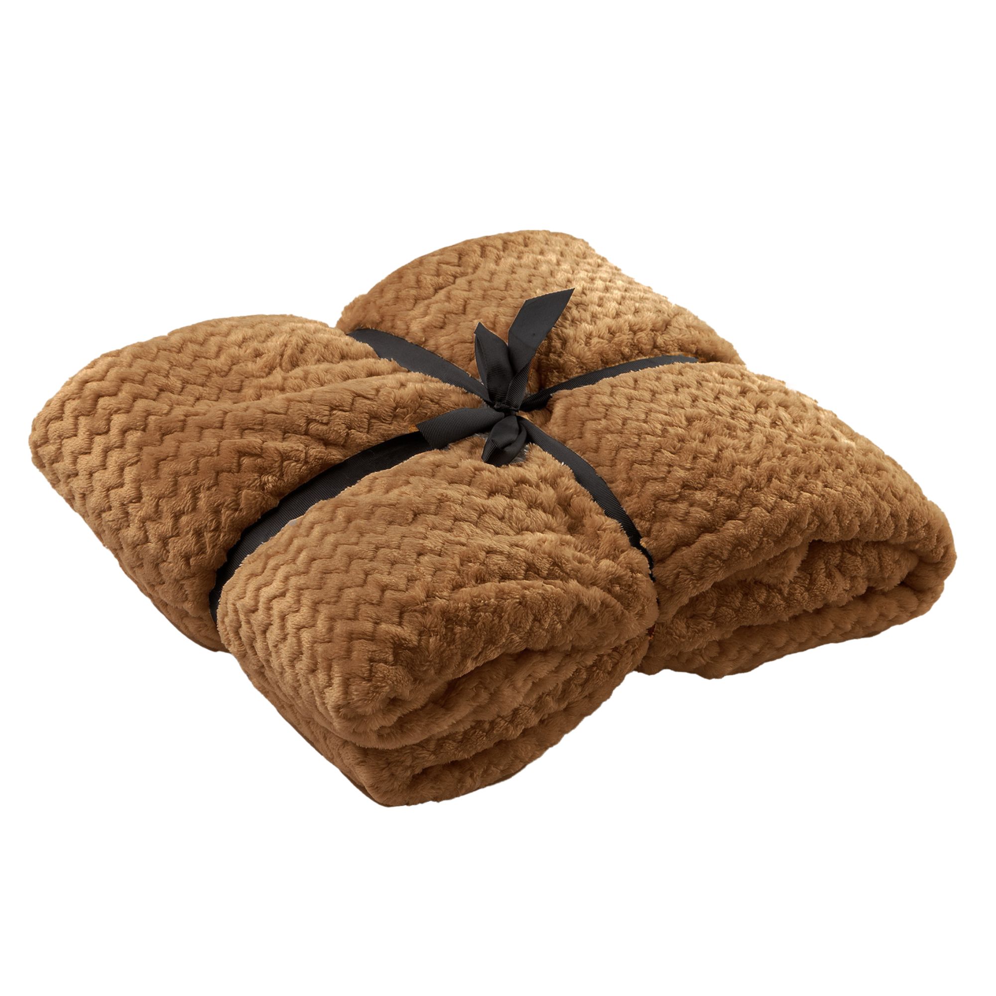 MARA - plaid 150x200 cm - superzachte deken - zigzagpatroon - Tobacco Brown - bruin