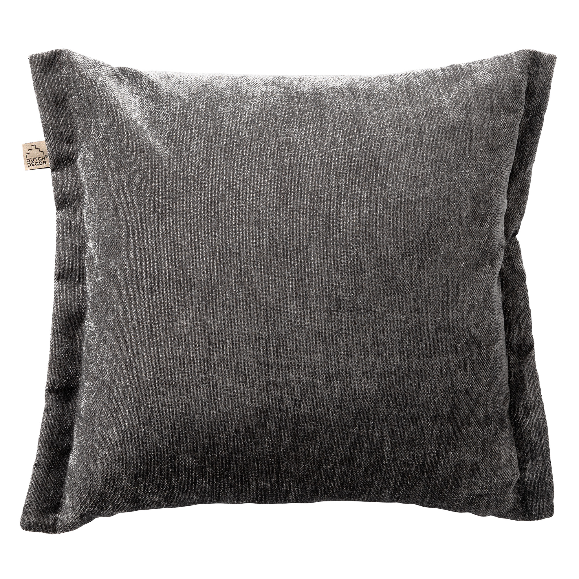 LEWIS - Kussenhoes 45x45 cm - fluweel - met sierrand - Charcoal Gray - antraciet