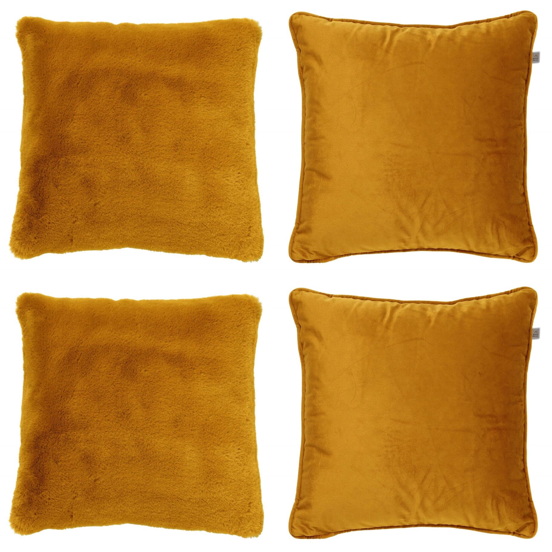 KUSSENSET - 4-delig Soft Textures - 45x45 cm - inclusief binnenkussens - geel KUSSENSET - 4-delig Soft Textures - 45x45 cm - inclusief binnenkussens - geel