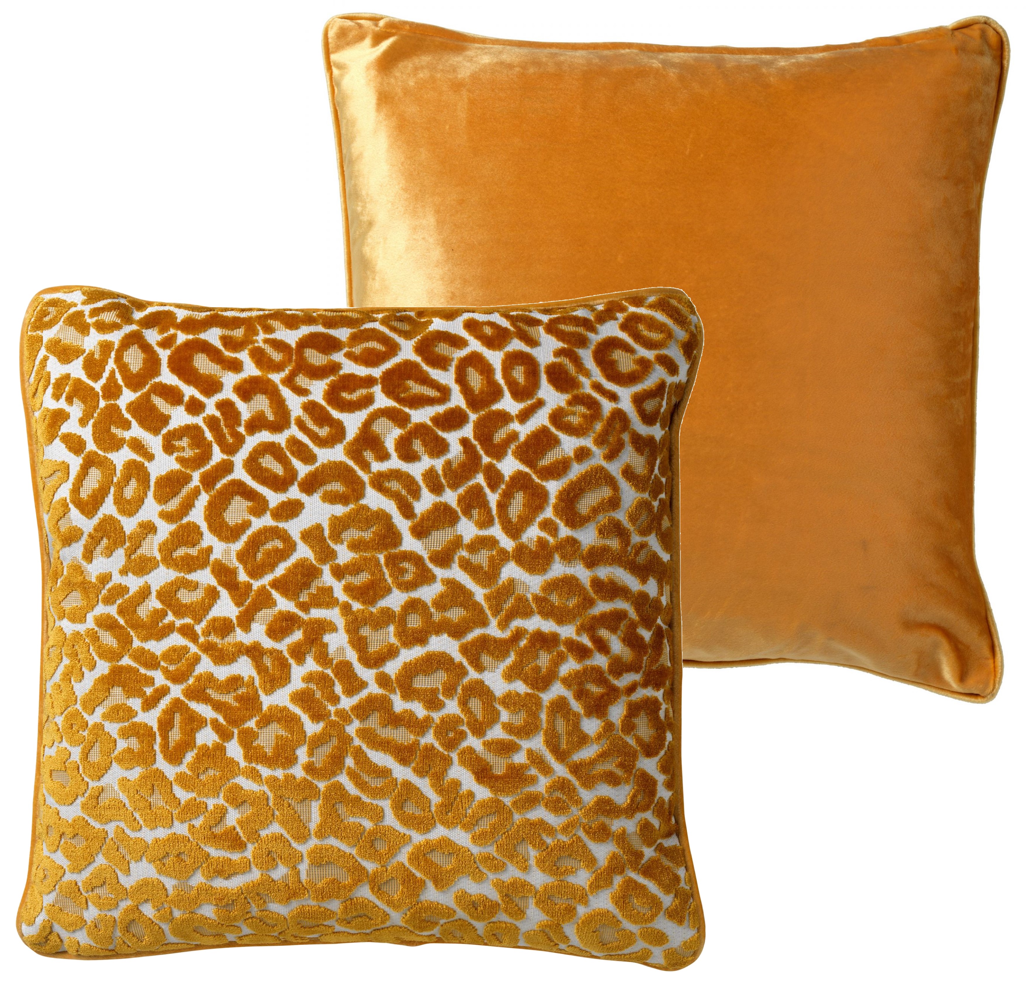 LEONA - Sierkussen 45x45 cm - velvet - panterprint - Golden Glow - geel