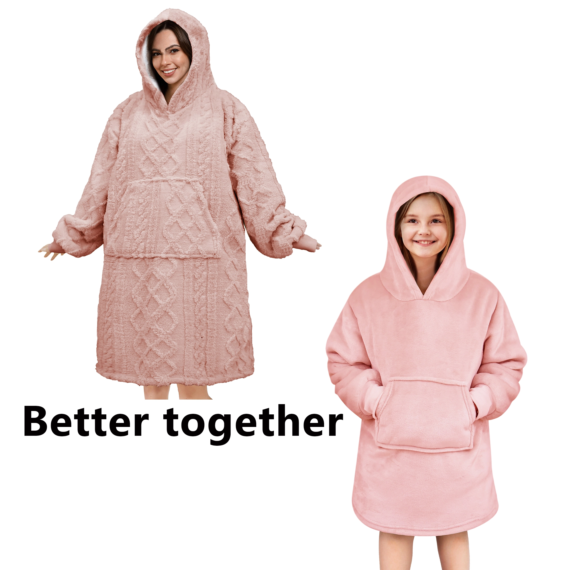 HOODIE SET - Sophie 70x110 cm + Junior 50x70 cm - roze