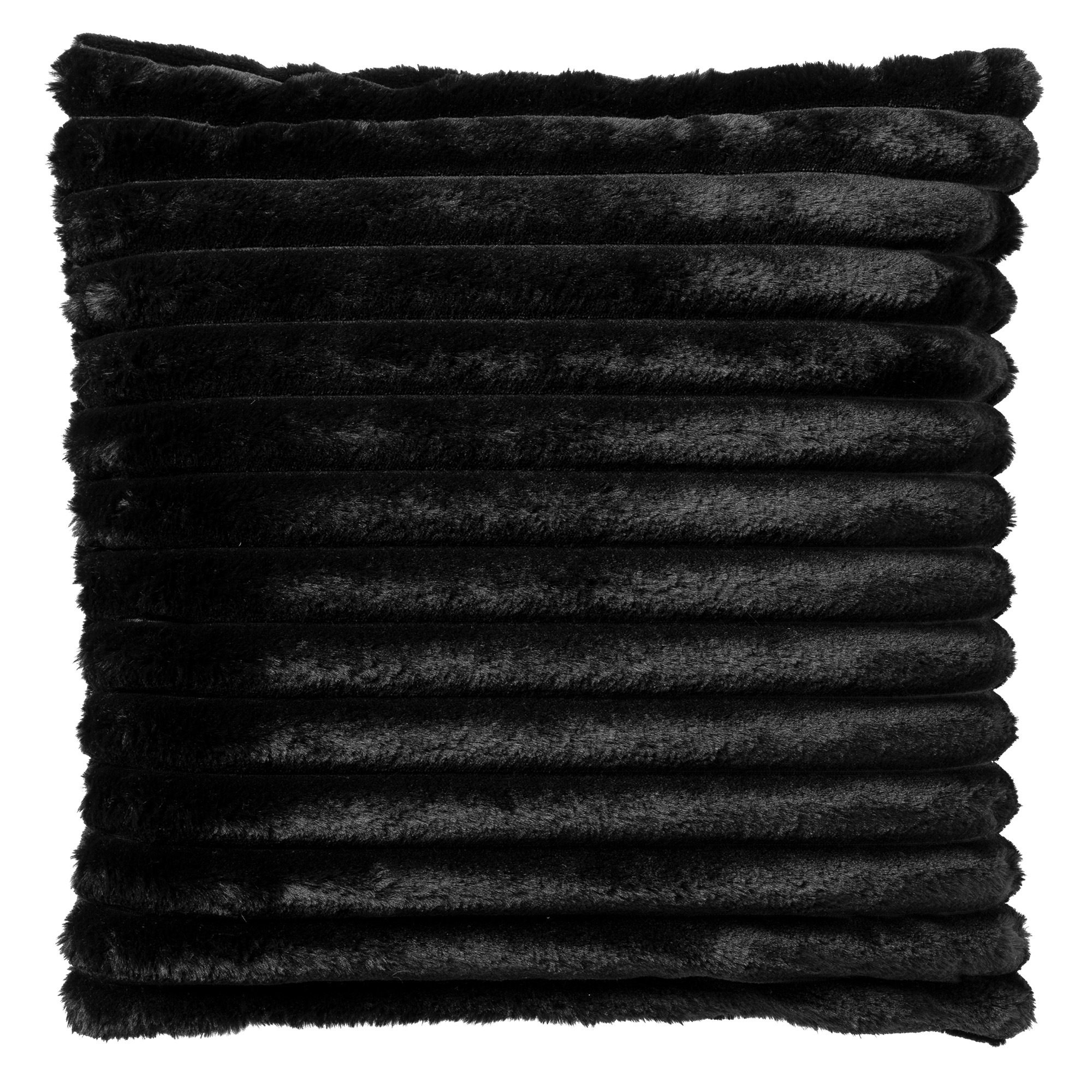 HAZEL - Sierkussen 50x50 cm - in effen kleur - strepen - heerlijk zacht - Raven - zwart