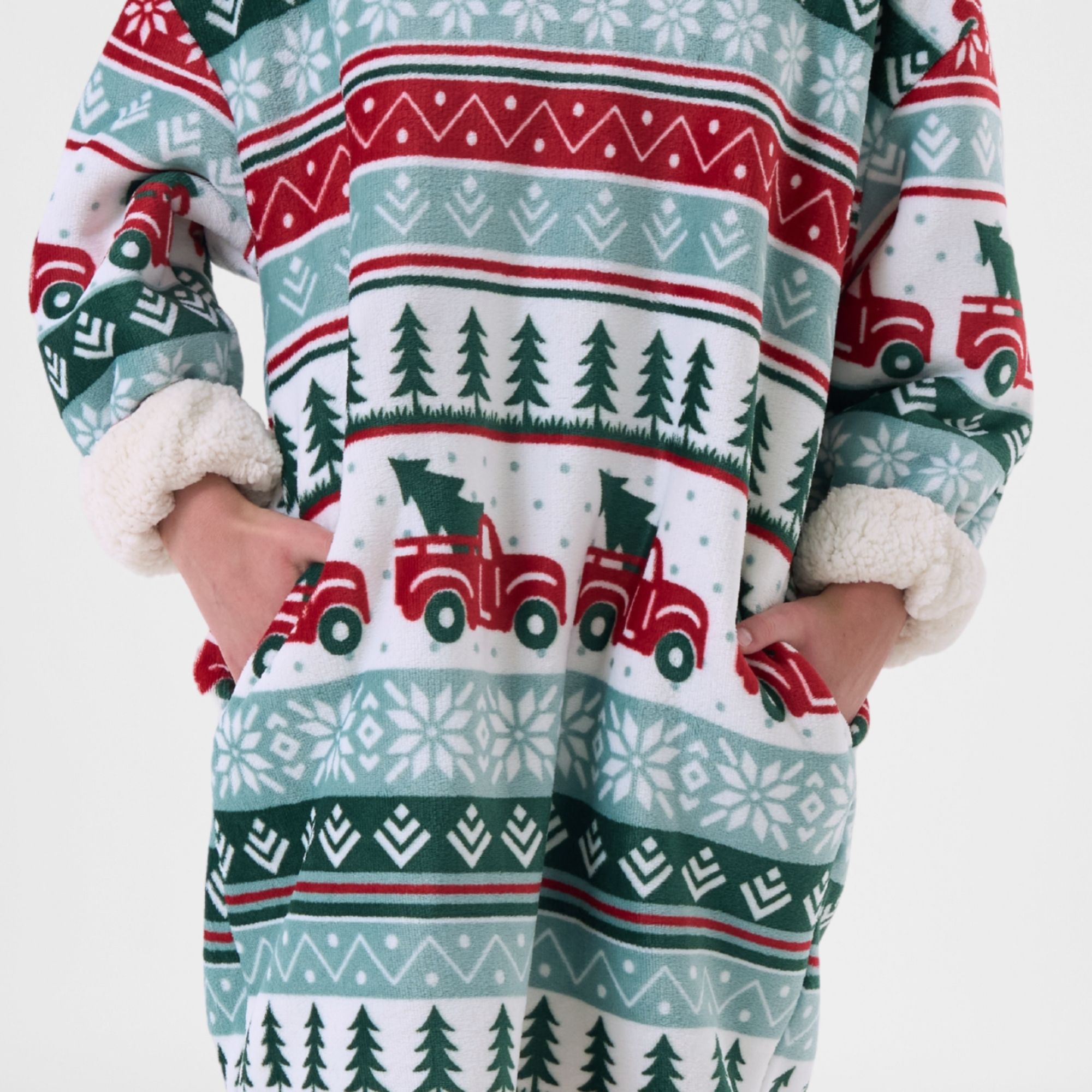 DRIVING HOME  hoodie 60x90 cm - tieners - hoodie deken - kerst - multicolour 