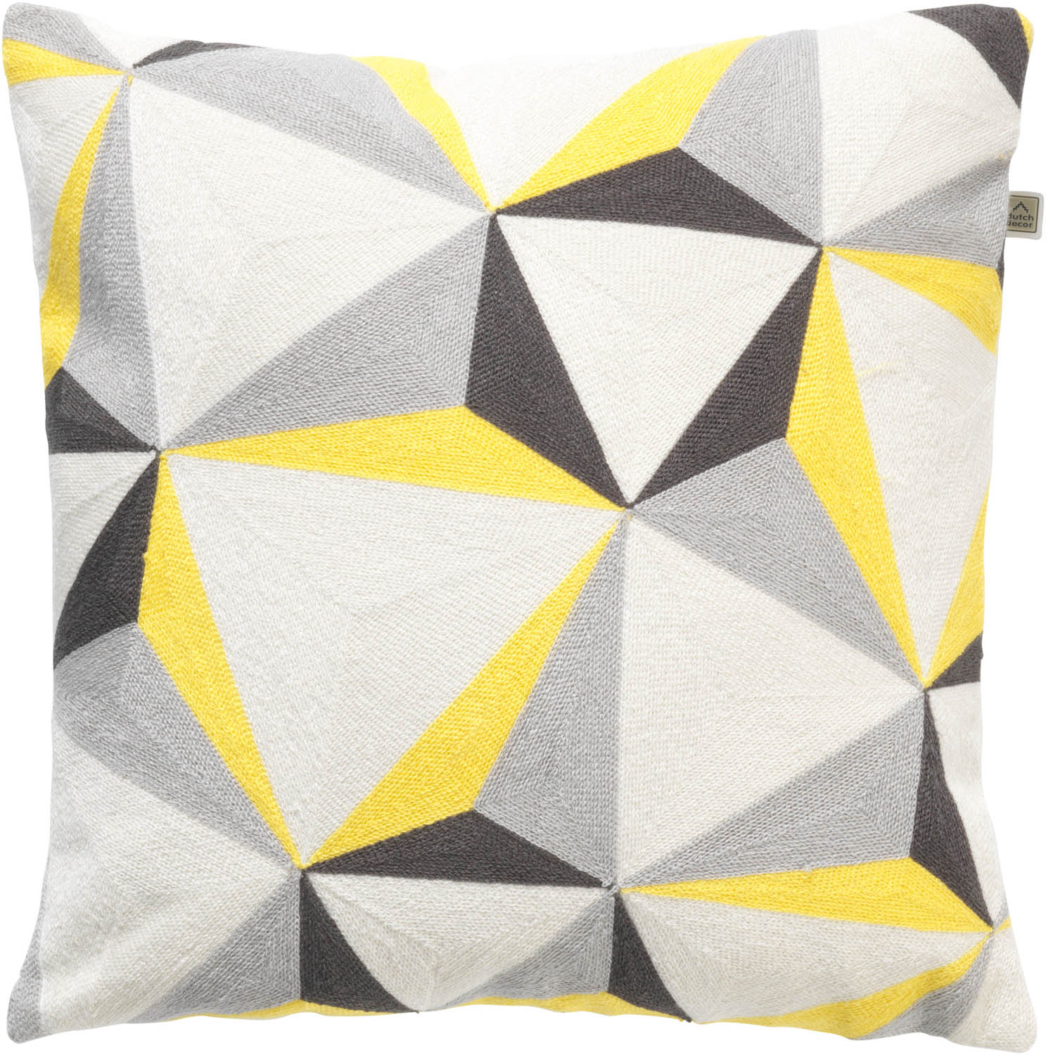 CELIA - Sierkussen 45x45 cm Grijs Antraciet Geel wit 